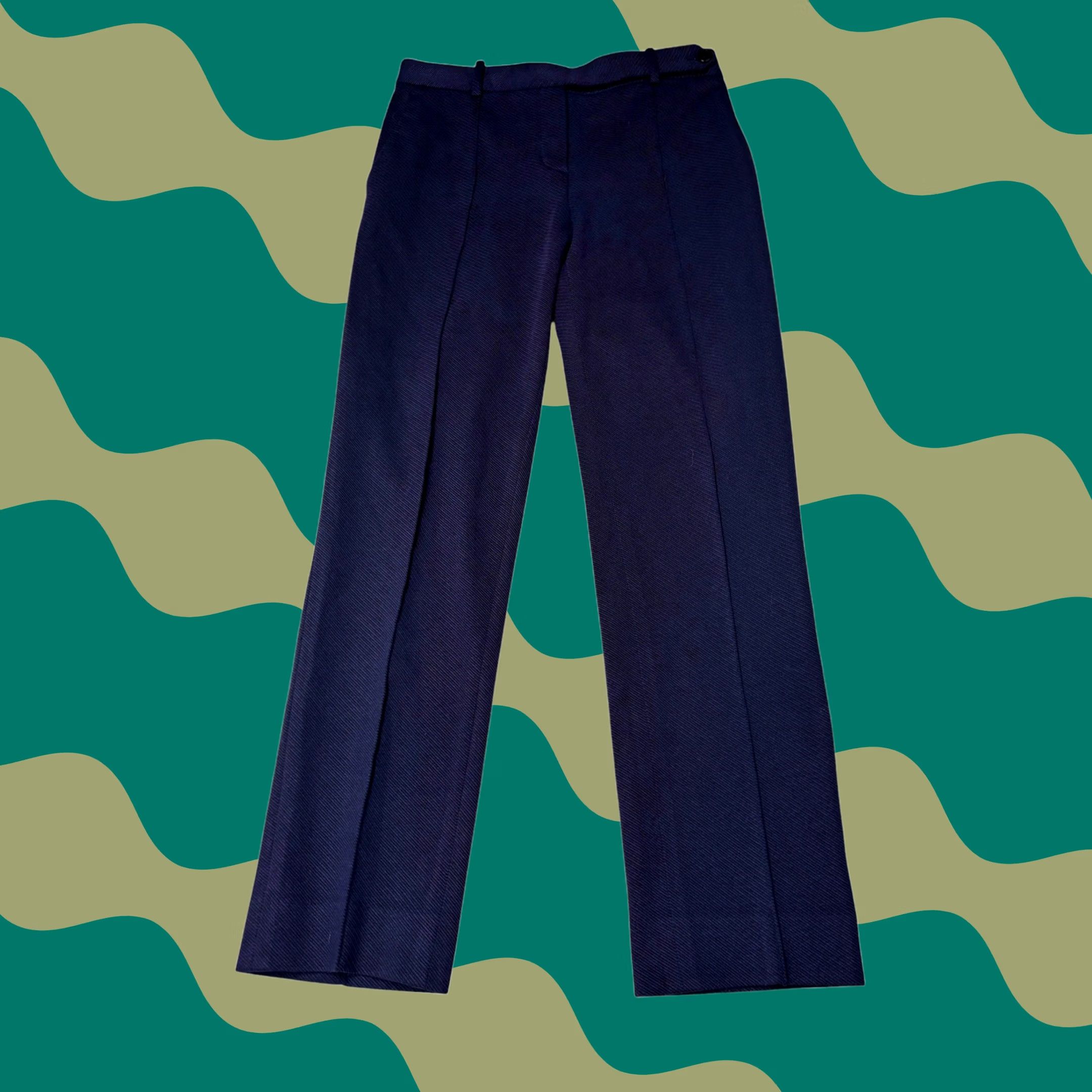 Theory Theory Womens Pintuck Knit Twill 2 Navy Straight Leg Trousers Pants 6 W28 L27 Size 28" / US 6 / IT 42 - 1 Thumbnail