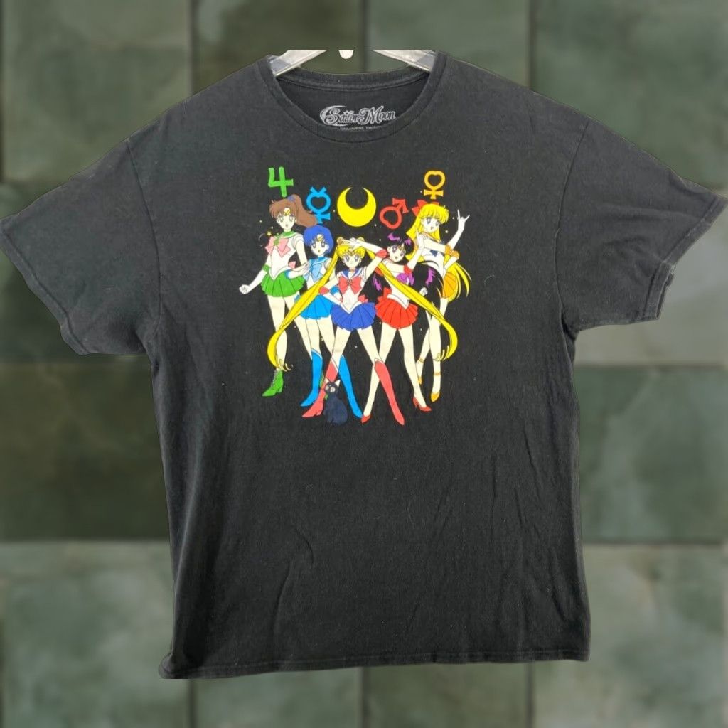 Venus Sailor Moon Women's T-Shirt Large Black Anime Cartoon Graphic Print Crew Neck Casual Cotton Summer 90s Mens Size L / US 10 / IT 46 - 1 Thumbnail