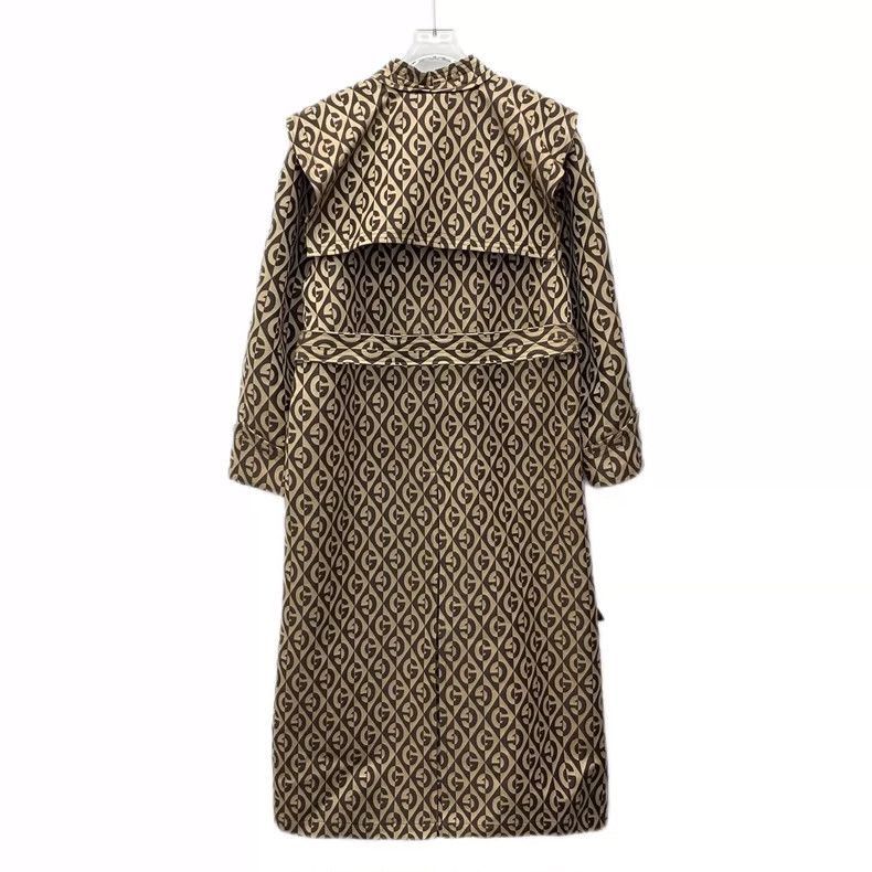 Gucci Gucci Brown Logo Print Wool Long Coat-2505 Size S / US 4 / IT 40 - 2 Thumbnail