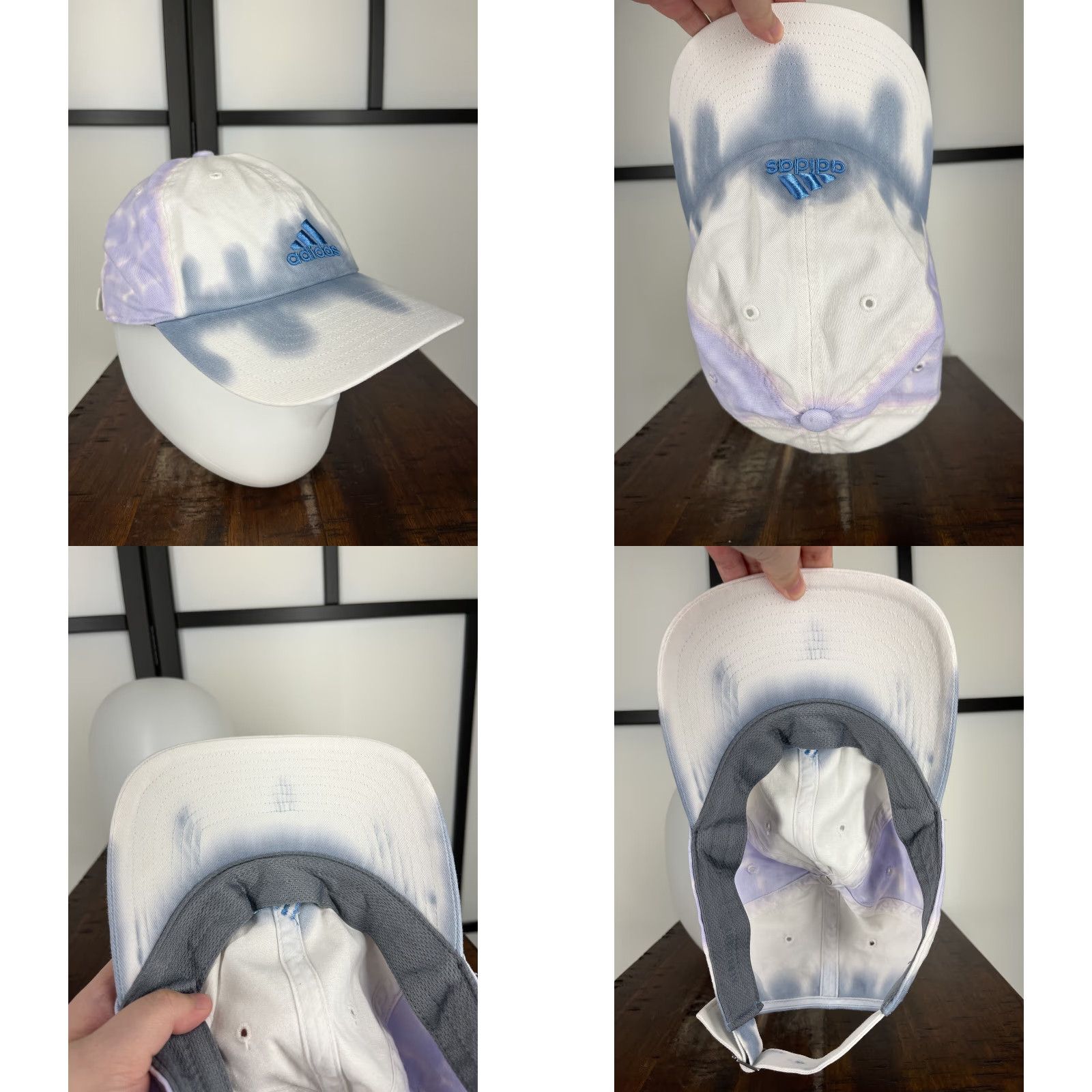 Adidas Adidas Hat Cap Strap Back Adult One Size White Blue Tie Dye 100% Cotton Twill Logo Snapback Unisex Adults Hat Mens Womens Boys Girls Size ONE SIZE - 8 Thumbnail