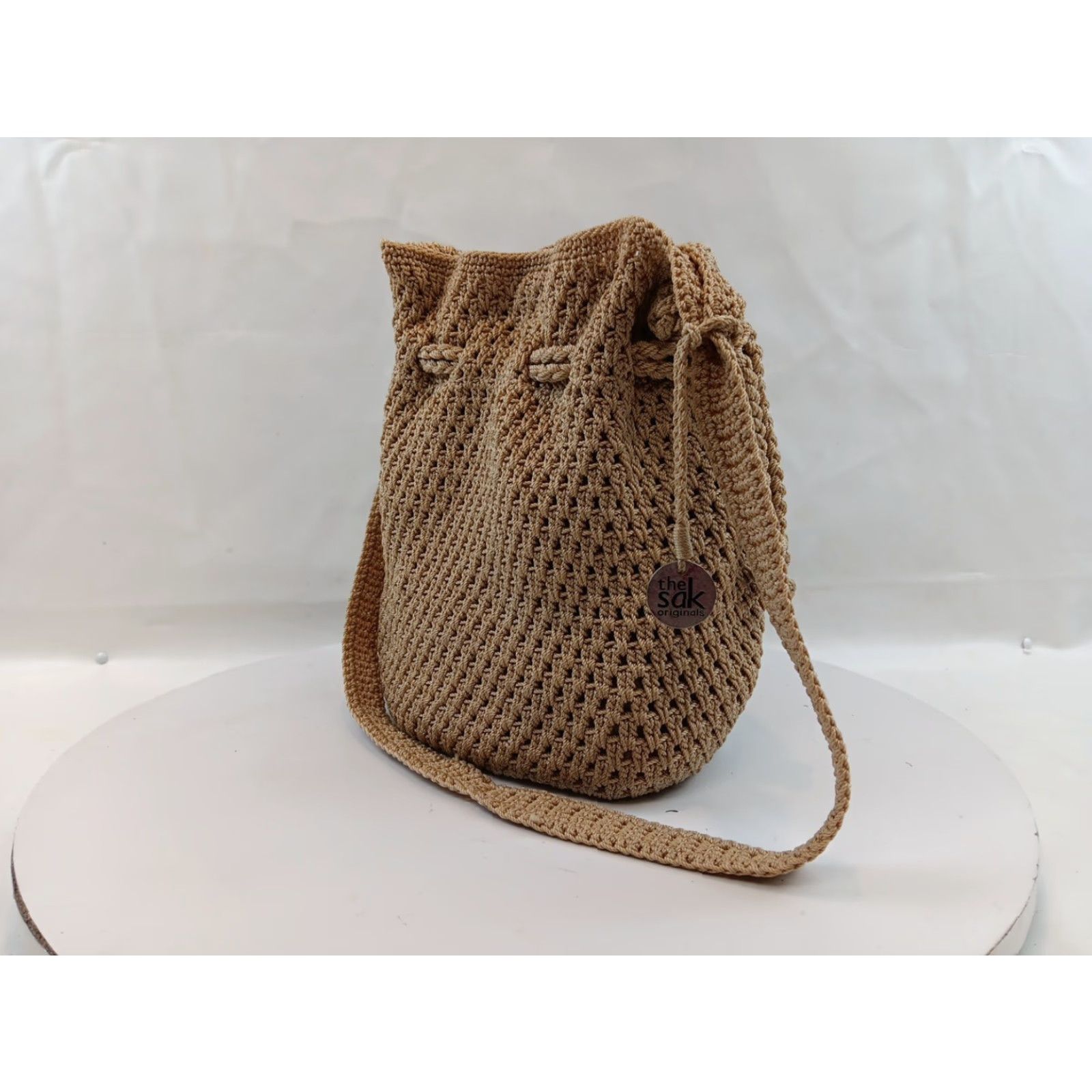 The Sak The Sak Bucket Bag Crochet Purse Crossbody Beige Drawstring LOGO Size ONE SIZE - 4 Thumbnail