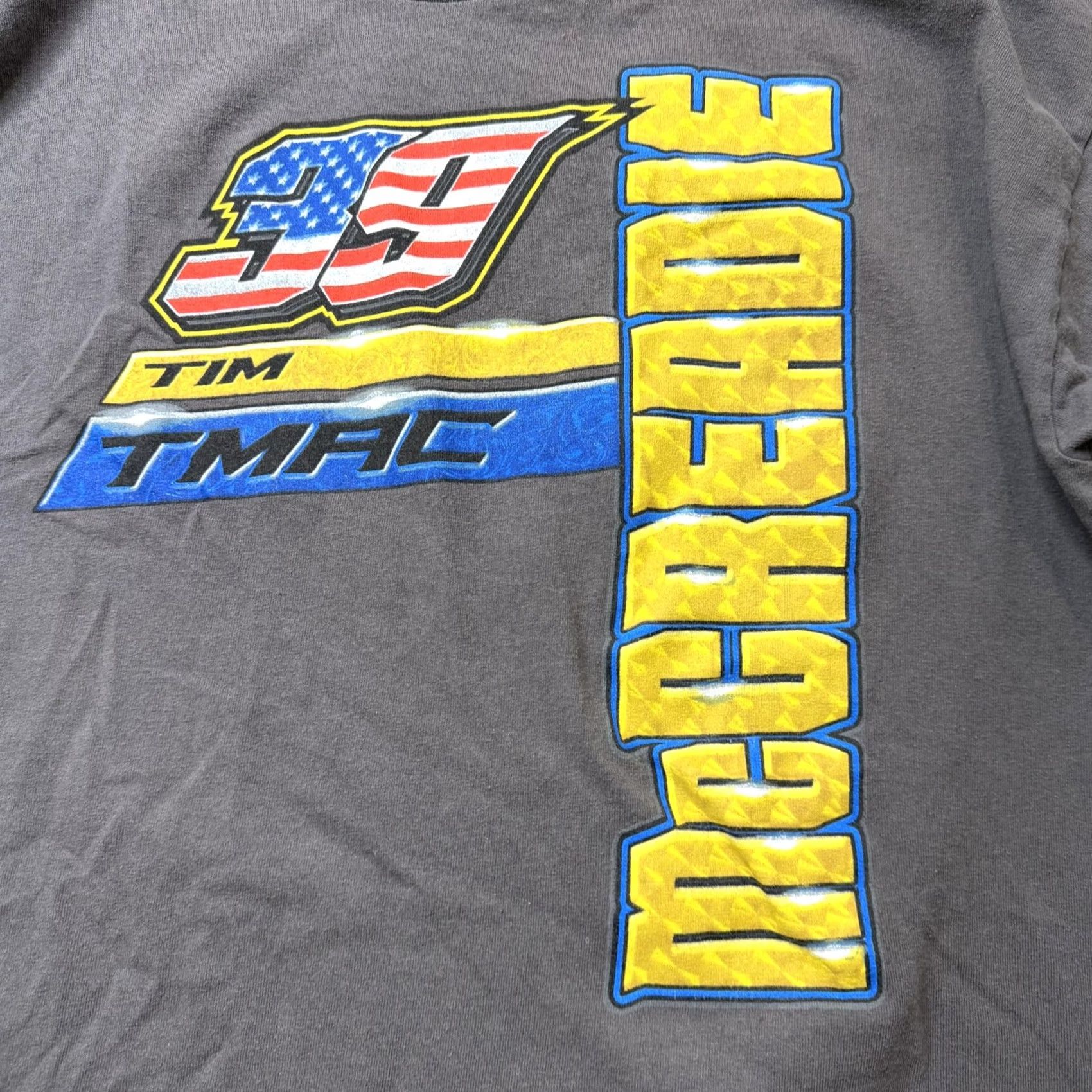 Gildan TMAC 39 Tim McCreadie Shirt Mens XL Gray Racing USA Flag Tee T-Shirt Gildan Heavy Cotton Size US XL / EU 56 / 4 - 4 Thumbnail