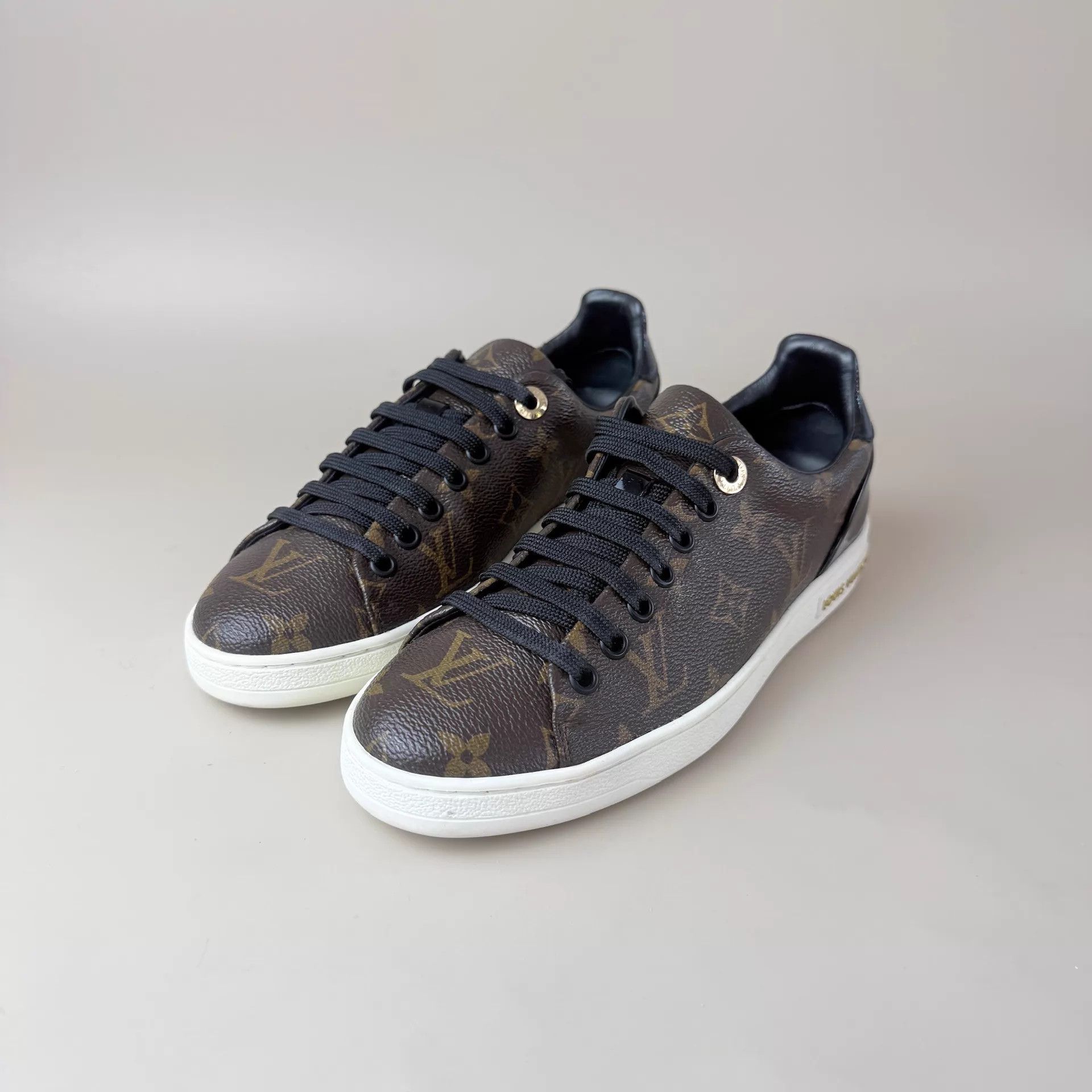 Louis Vuitton LV black brown monogram sneakers 35.5 Size US 5 / IT 35 - 1 Thumbnail