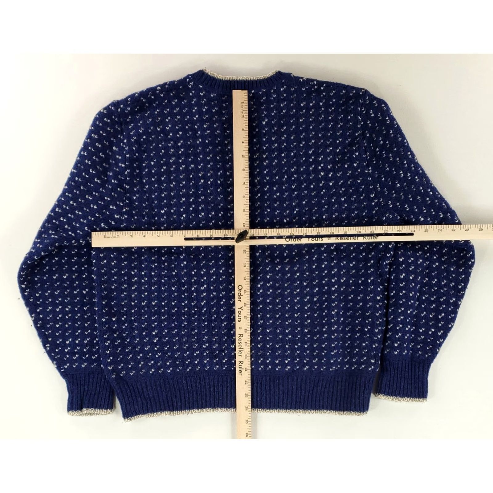 Vintage VINTAGE Pinnacle Sweater Birdseye VTG 70s Wool Blue White Long Sleeve Made USA Mens XL Pullover Wool Blue White Mens XL Size US XL / EU 56 / 4 - 6 Thumbnail