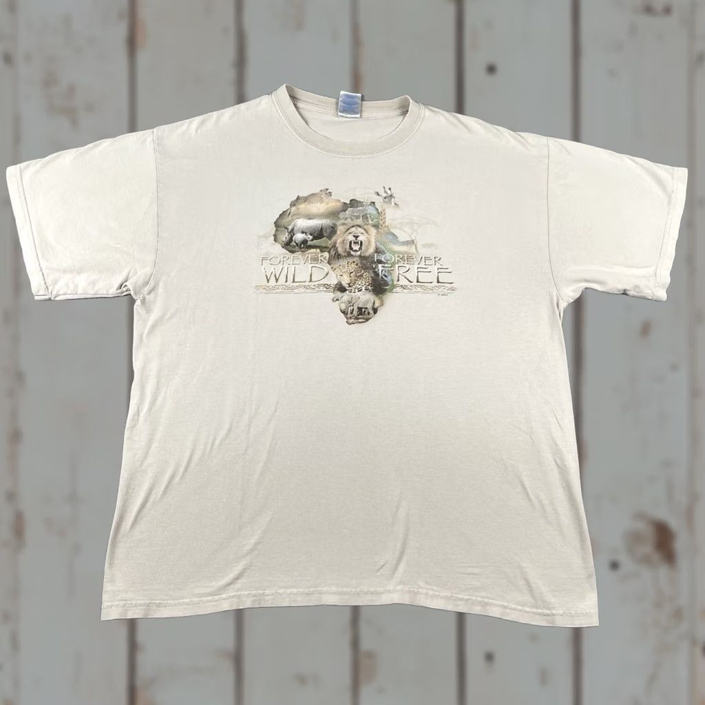 Gildan VINTAGE Shirt XL 2006 Forever Wild Forever Free African Safari Lion Elephant Rhino Size US XL / EU 56 / 4 - 1 Thumbnail