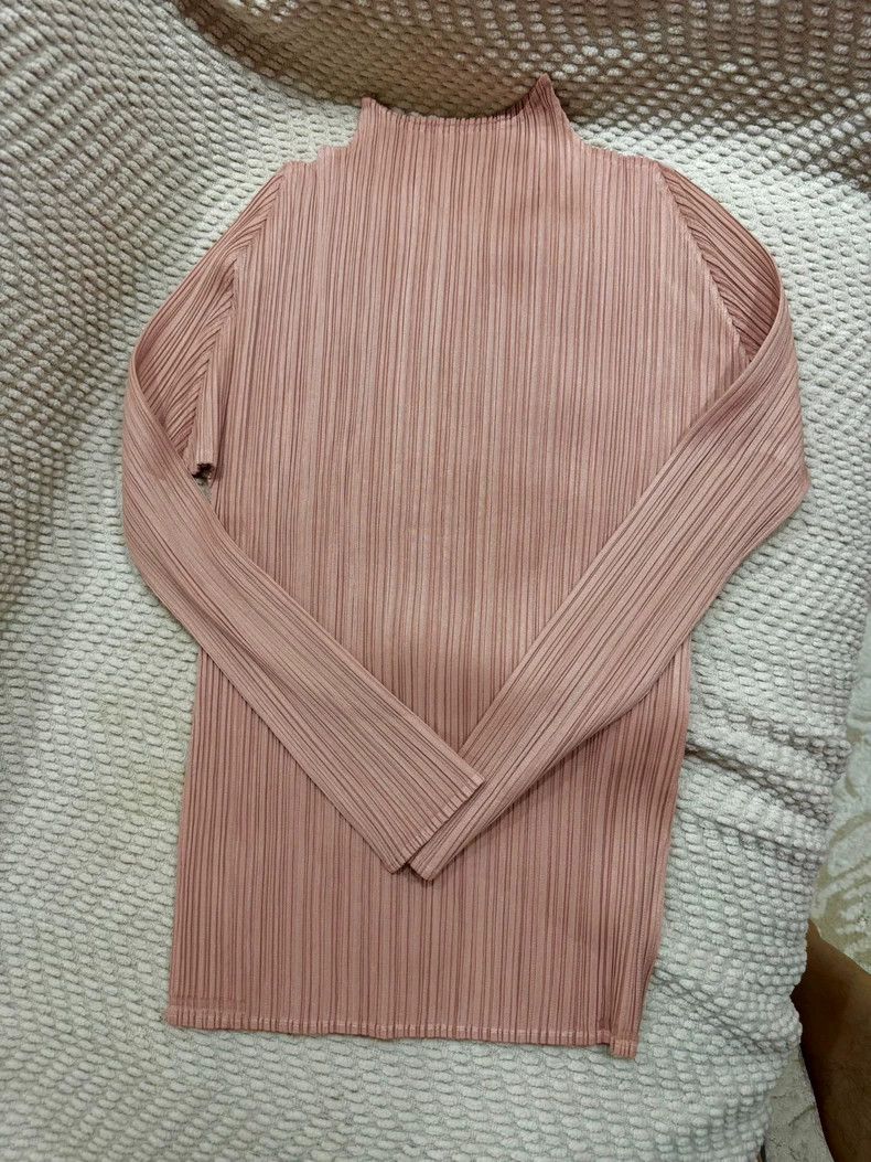 Issey Miyake Issey Miyake size:3 A fairy pink pleated high-neck top Size S / US 4 / IT 40 - 1 Thumbnail
