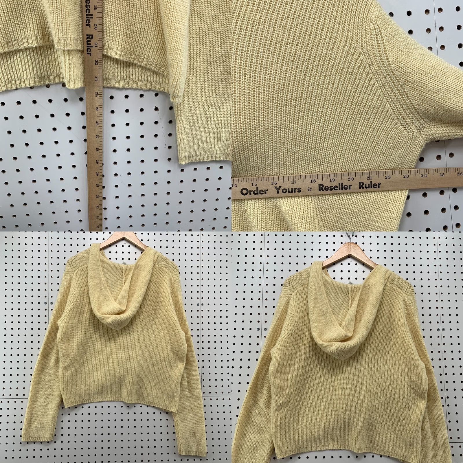 Loft VINTAGE LOFT Sweater Womens L Yellow ANN Taylor Hooded Ribbed Knit Alpaca Blend 24x22 Size L / US 10 / IT 46 - 9 Thumbnail