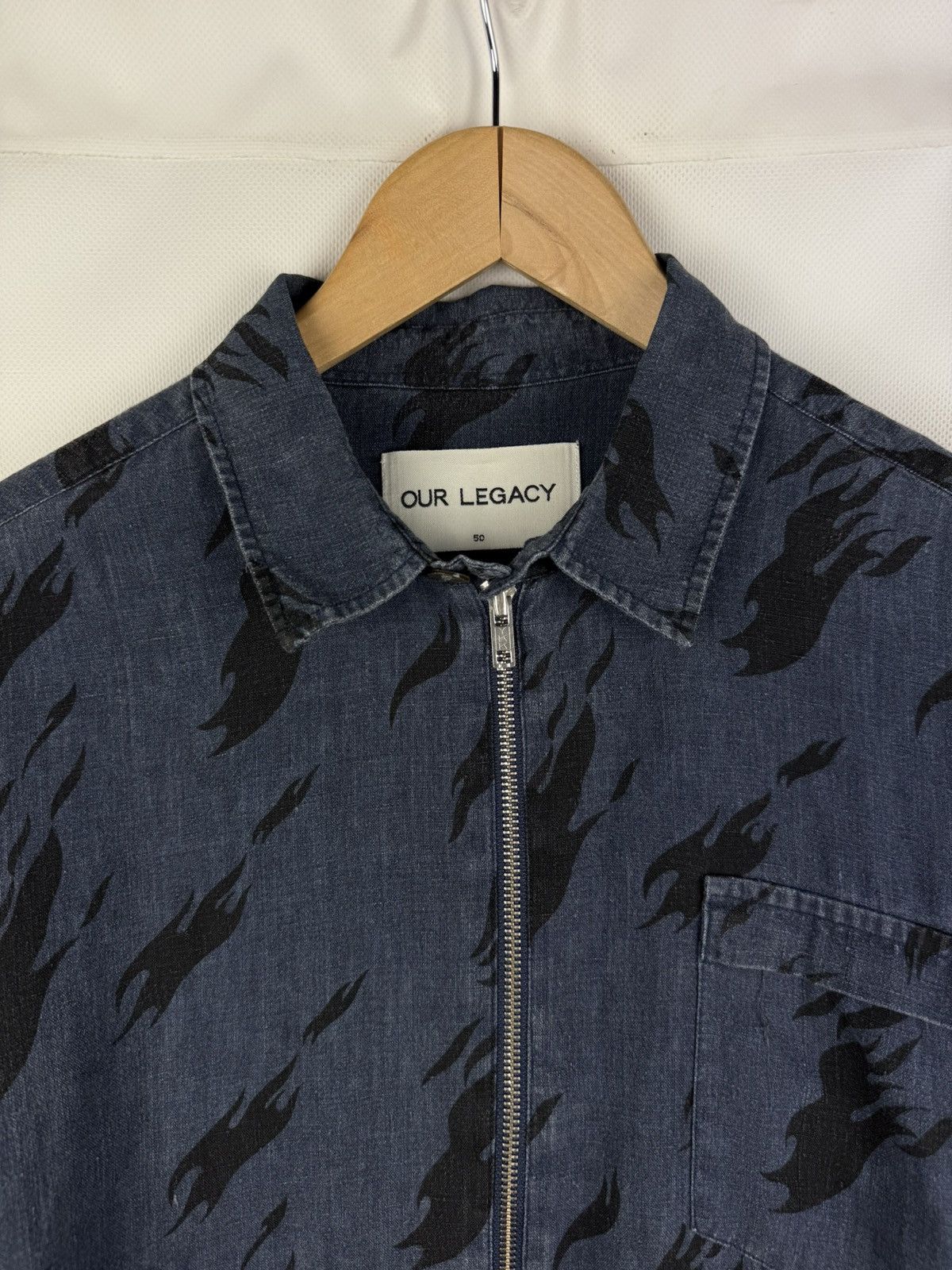 Our Legacy Our Legacy Men’s Full Zip Patterned Linen Overshirt Jacket Size US L / EU 52-54 / 3 - 6 Thumbnail