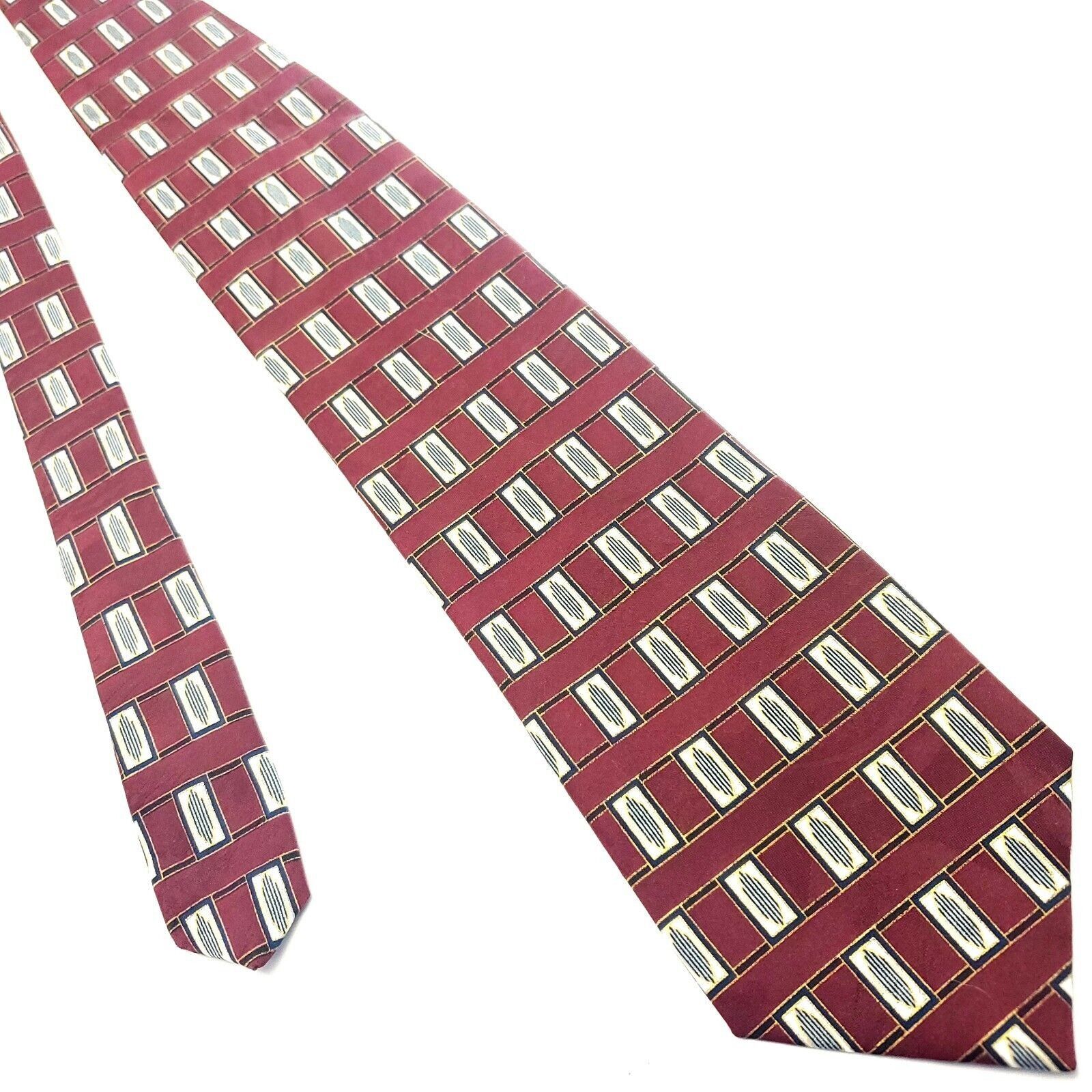 Puritan Puritan Red Silk Tie Woven Wide Short Geometric Size ONE SIZE - 1 Thumbnail