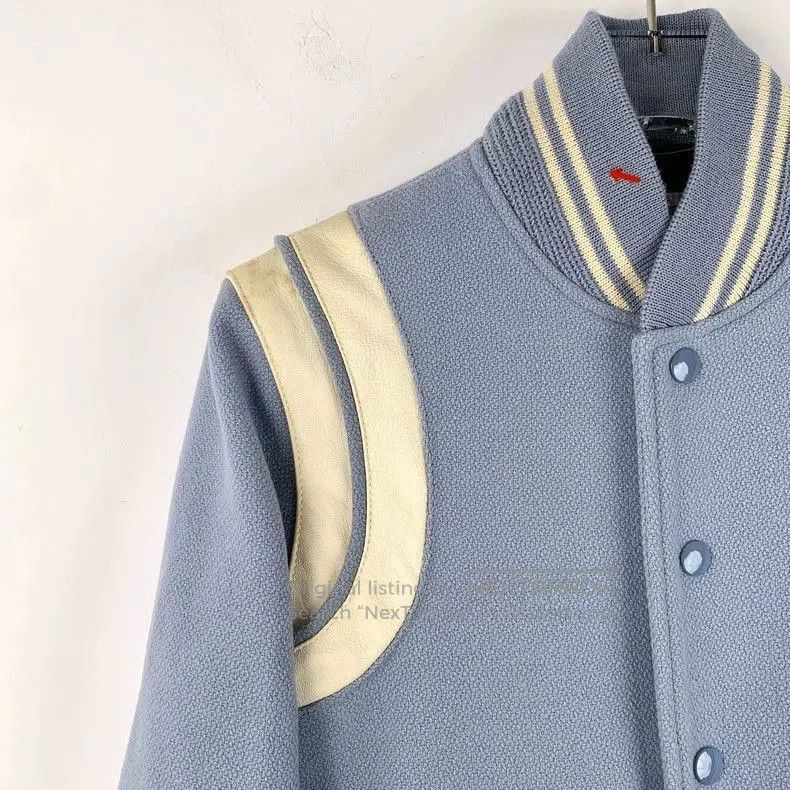 Saint Laurent Paris Saint Laurent Blue Striped Wool Bomber Jacket. Size US XS / EU 42 / 0 - 3 Thumbnail