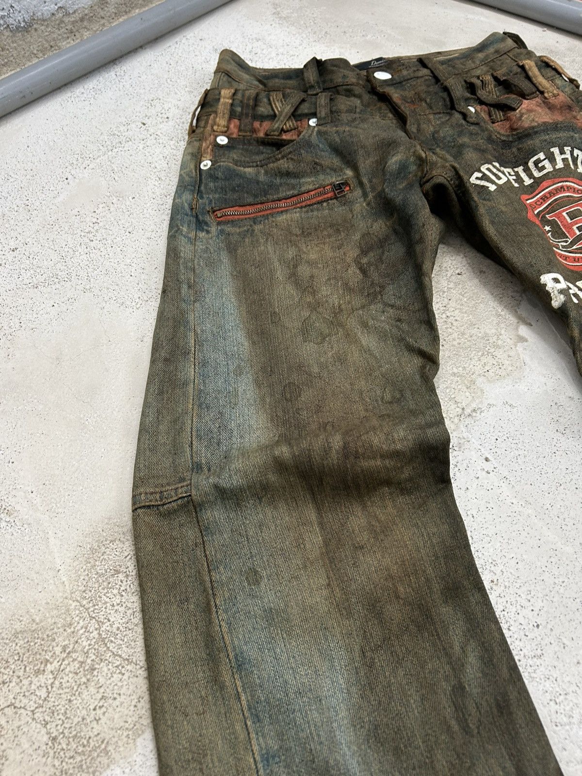 20471120 Vintage Dominate Japan Double Waist Mud Washed Dirty Wording Size US 30 / EU 46 - 6 Thumbnail