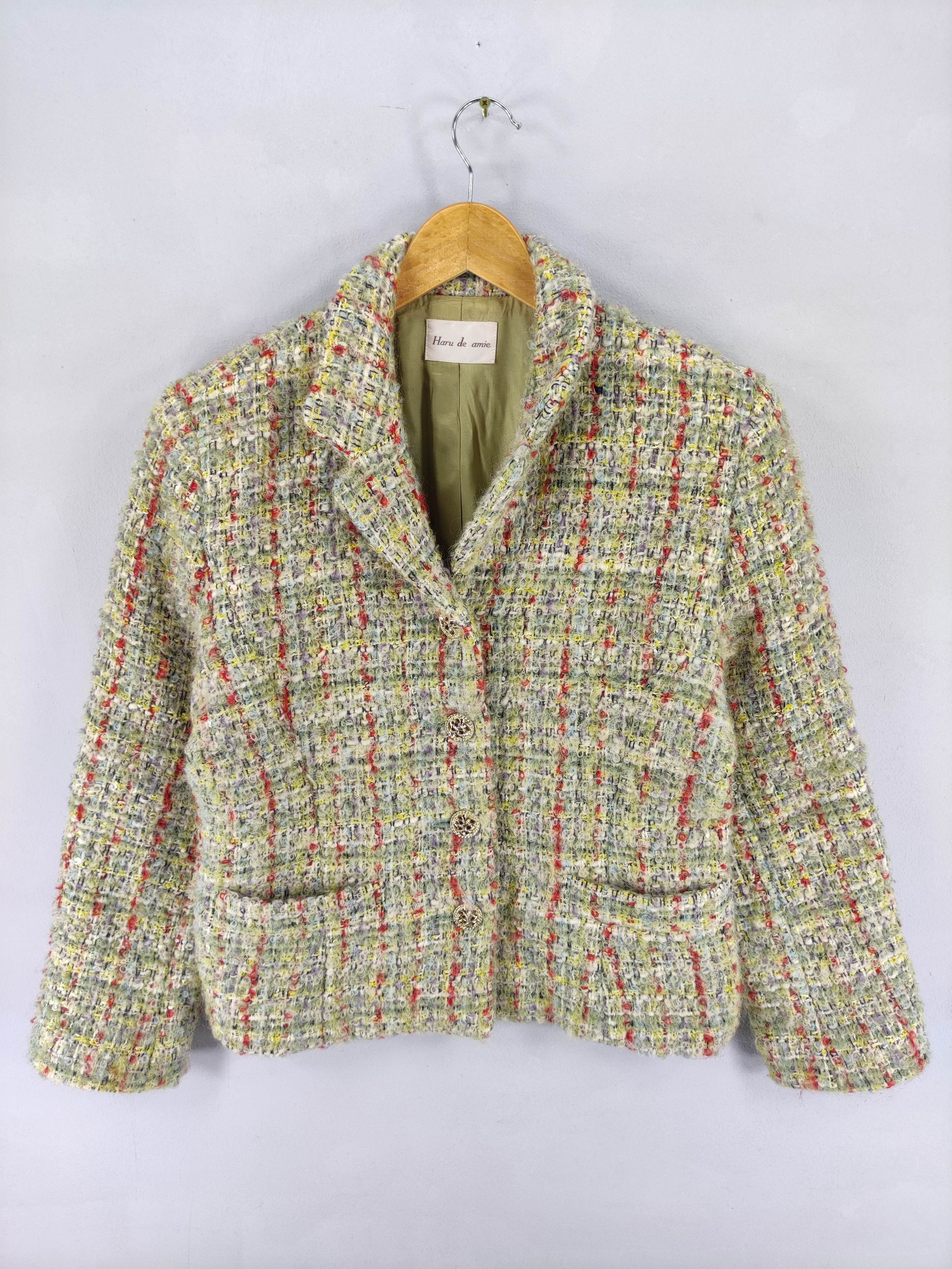 Japanese Brand Vintage Haru De Amie Wool Tweed Jacket Size S / US 4 / IT 40 - 1 Thumbnail
