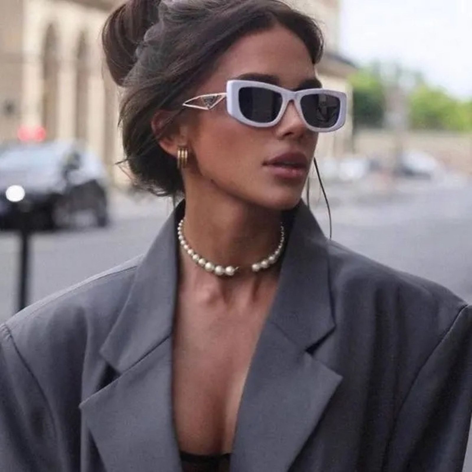 Prada NEW PRADA PR14YS 1425S0 Talc/Dark Grey Women Sunglasses Size ONE SIZE - 6 Thumbnail