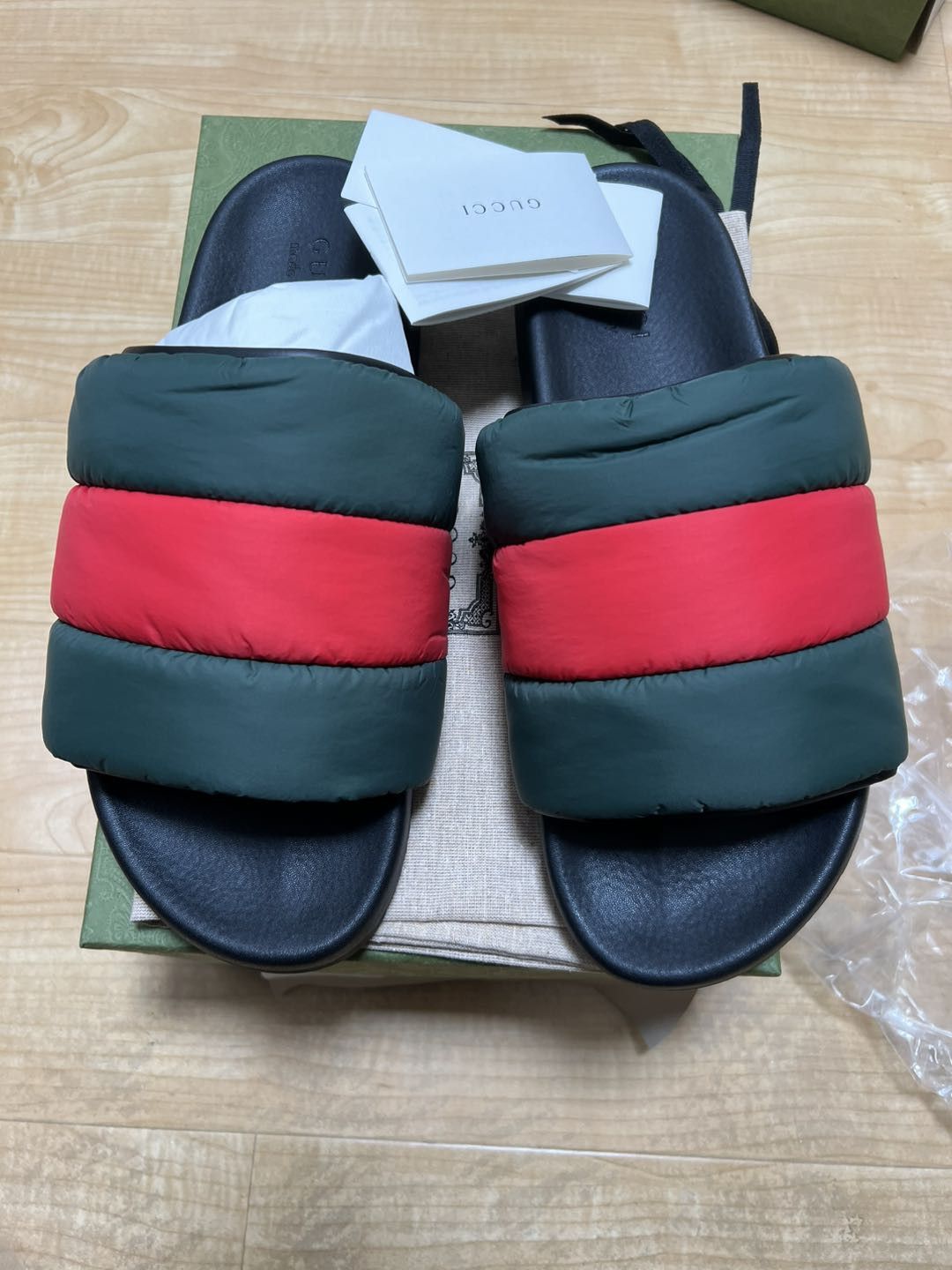 Gucci MEN Gucci Padded Web Slide 'Green Red' Size US 12.5 / EU 45-46 - 8 Thumbnail
