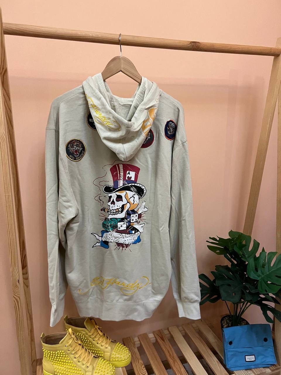 Christian Audigier × Ed Hardy NEW! Ed Hardy Sculls ZIP UP HOODIE VINTAGE Patches audiger Size US XXL / EU 58 / 5 - 1 Thumbnail