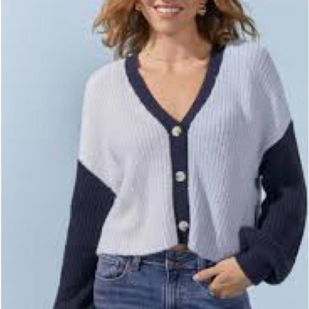 Designer FRANCESCA'S Dream Colorblock Short Cardigan Size XS / US 0-2 / IT 36-38 - 3 Thumbnail