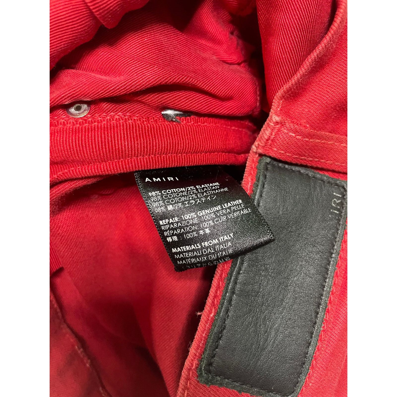 Amiri Amiri 'MX1 Red Patch' Red Jeans Size US 28 / EU 44 - 3 Thumbnail