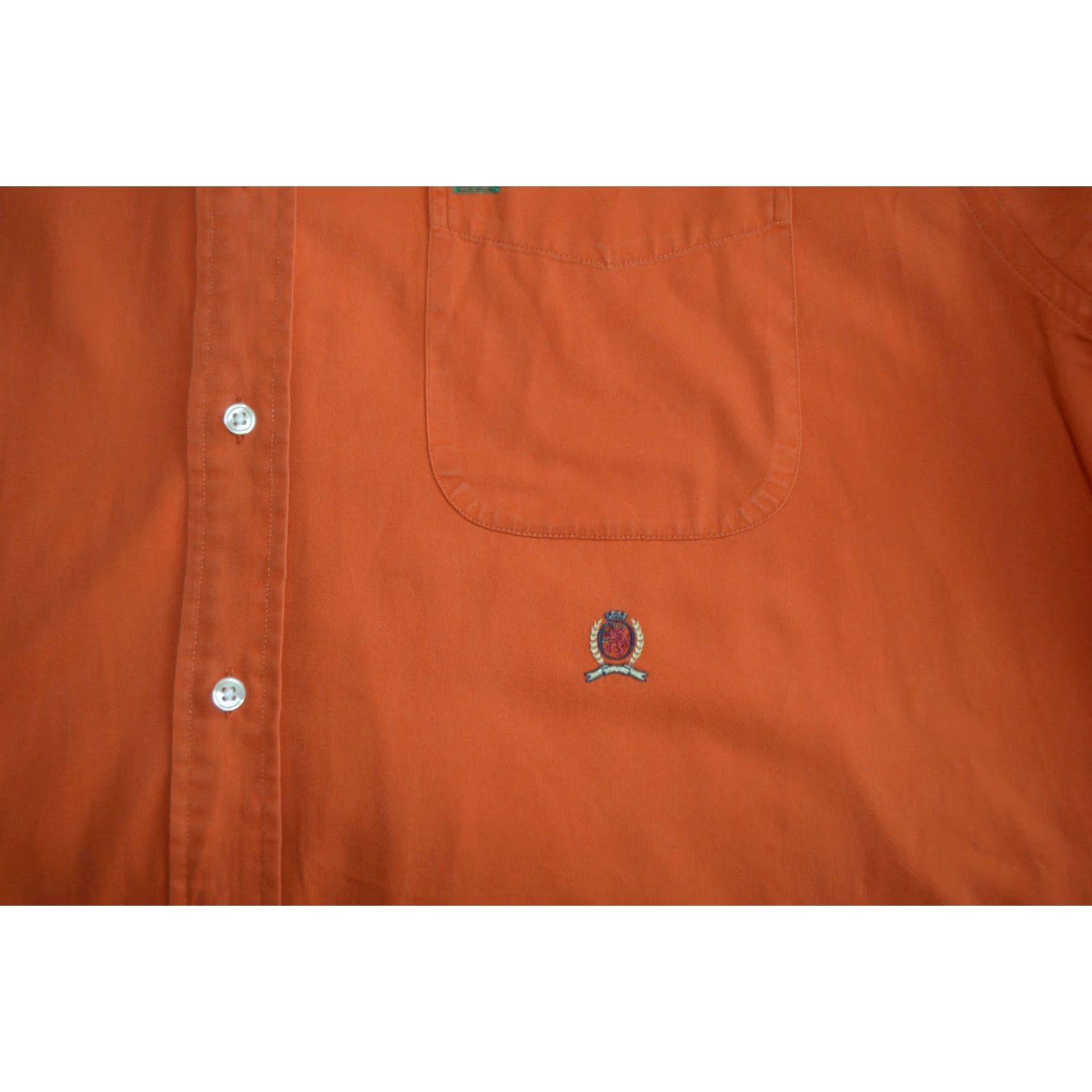Tommy Hilfiger VINTAGE Tommy Hilfiger Shirt Mens 90s Long Sleeve Button-Up Orange Lion Crest Large Dreaming Size US L / EU 52-54 / 3 - 4 Thumbnail