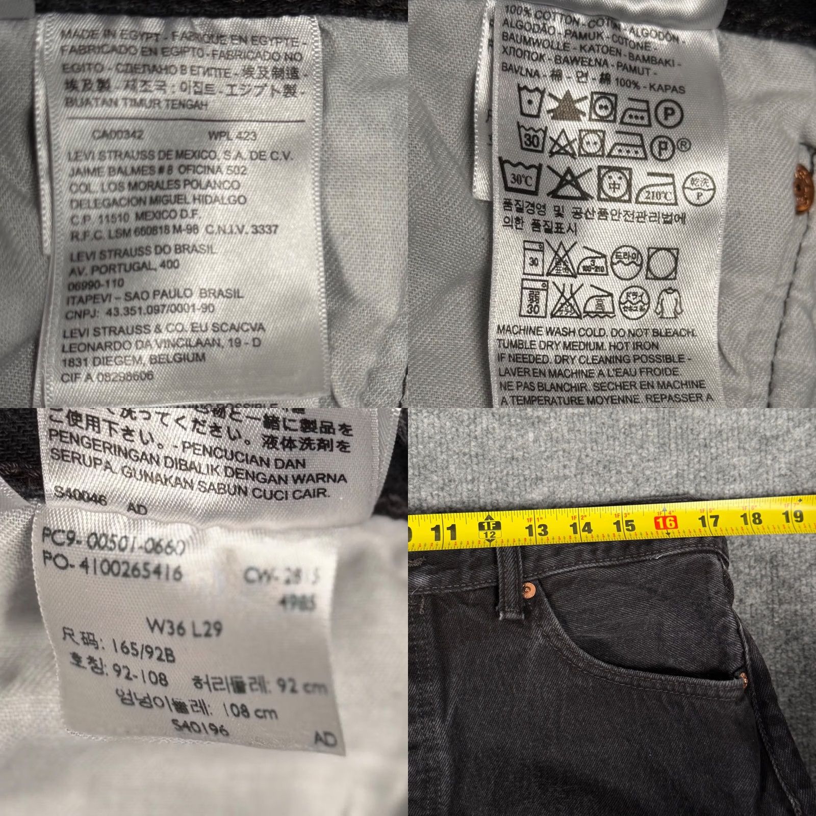 Levi's Vintage Levi's 501 Jeans Mens Denim Straight Leg Button Fly Black 34x28 Regular Fit 501 XX W34 L28 Retro Y2K Vintage Size US 34 / EU 50 - 8 Thumbnail
