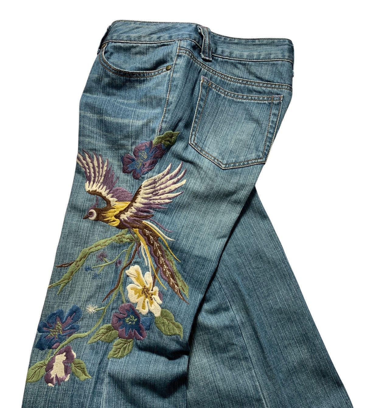 Karakuri Tamashii Bucolique Karakuri Tamashii Phoenix Embroidery Flared Jeans Size US 29 - 8 Thumbnail