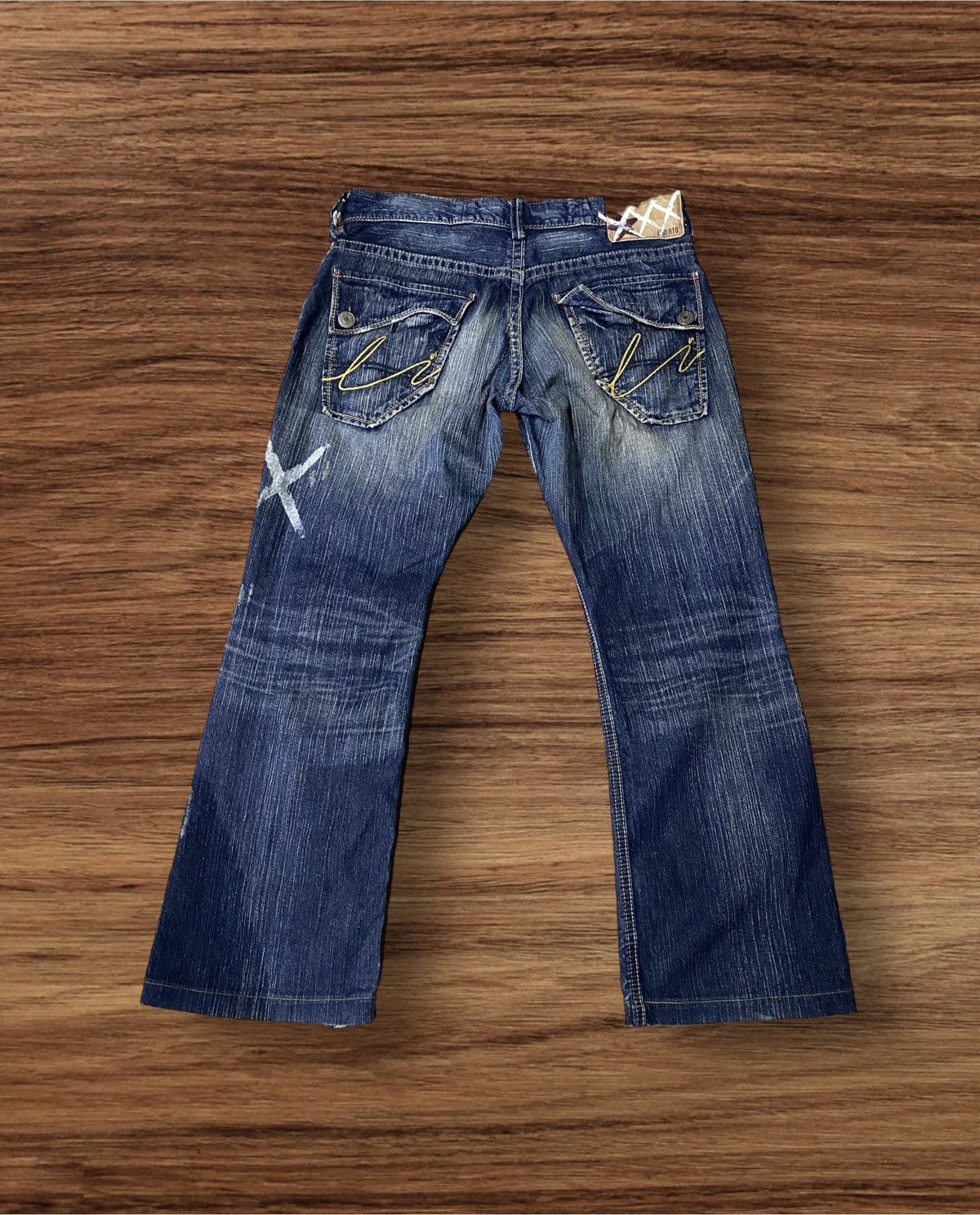 If Six Was Nine Japanese Brand Liberto Xxx Flare Distressed Denim Size US 33 - 2 Thumbnail