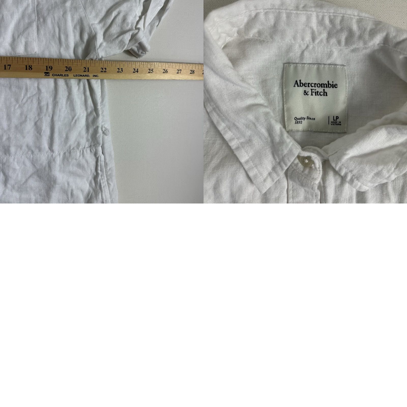 Abercrombie & Fitch VINTAGE Abercrombie & Fitch Linen Blend Button-Up Blouse Short Sleeve Pockets White Womens Size LP L Size L / US 10 / IT 46 - 8 Thumbnail
