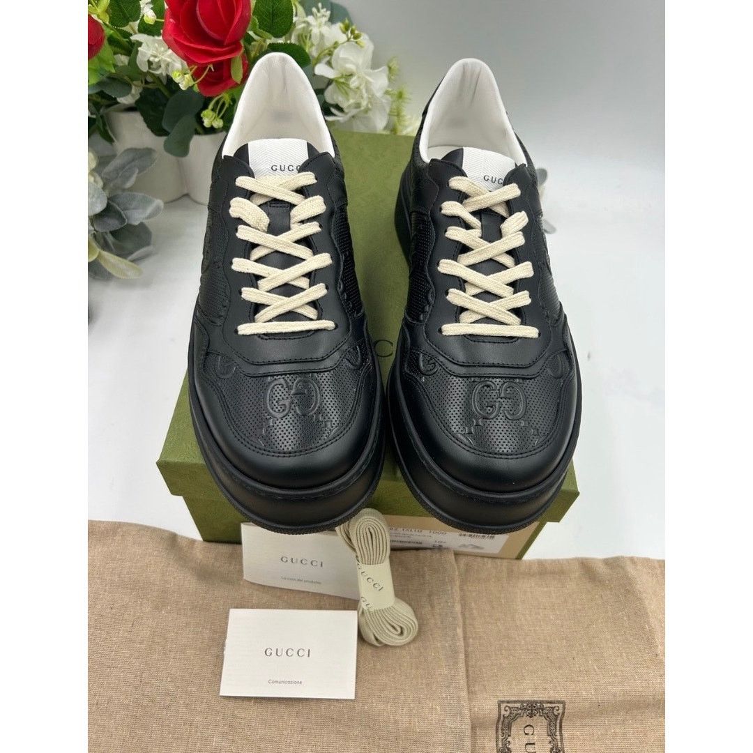 Gucci Men's Gucci, GG embossed leather sneakers size 10.5 Size US 11 / EU 44 - 11 Thumbnail