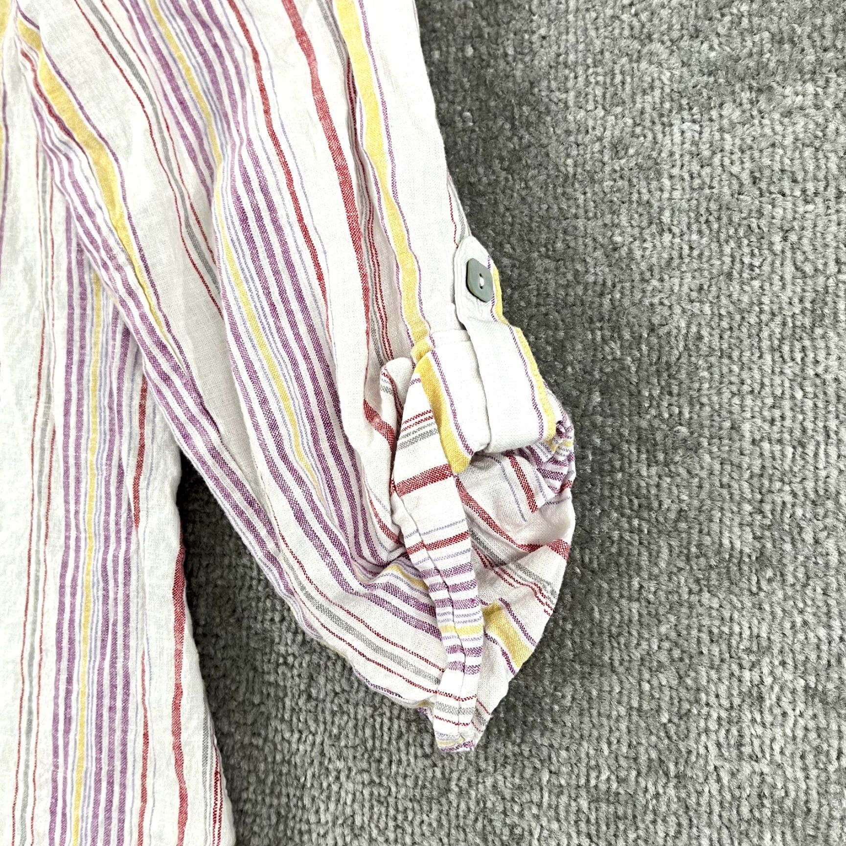 Habitat Habitat Shirt Womens M Striped Linen Cotton Blend Roll Tab Tunic Top Casual Travel Workwear Modern Classic Outdoors Size M / US 6-8 / IT 42-44 - 7 Thumbnail