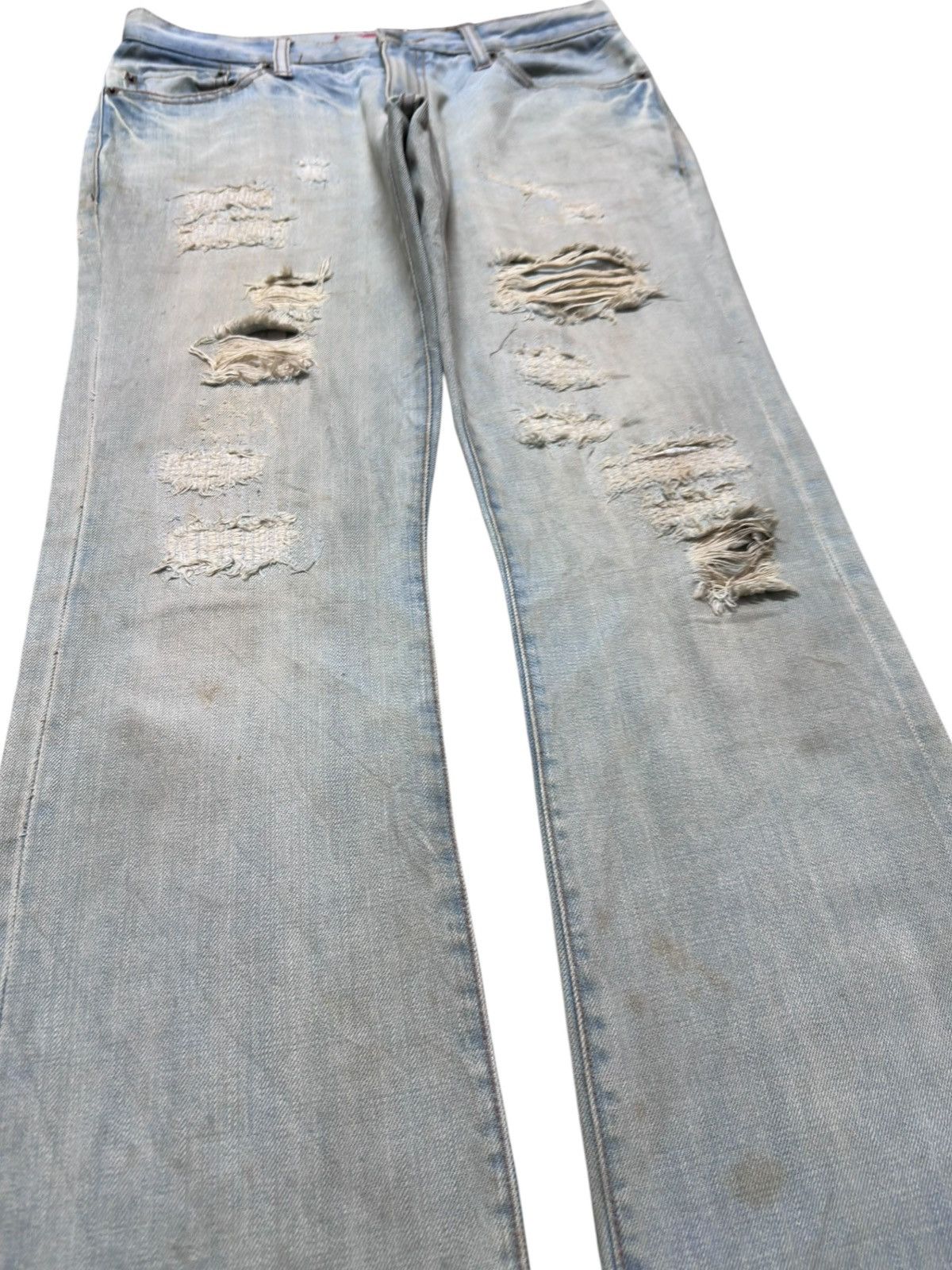 peaceminusone Vintage PeaceOnMars Flare Ripped Distressed Denim Size US 31 - 3 Thumbnail