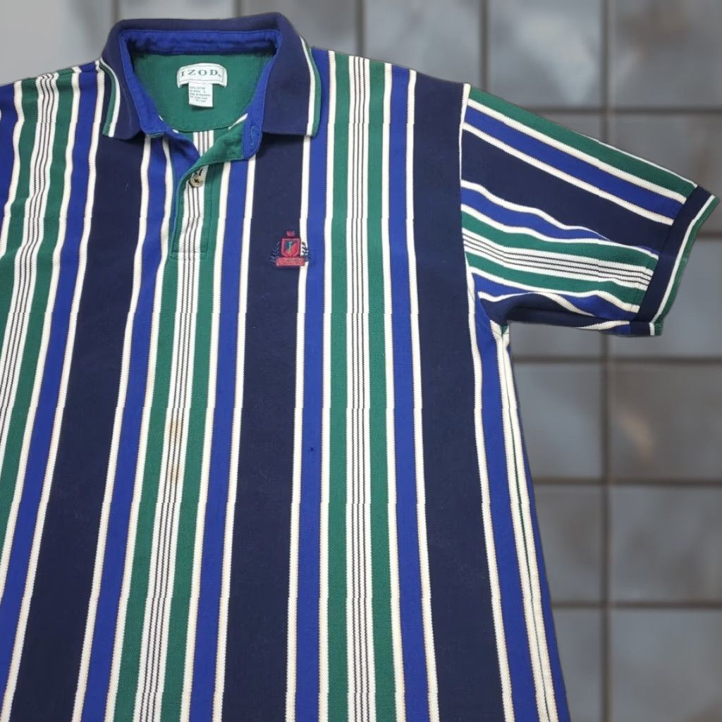 Izod VINTAGE IZOD Polo Shirt Mens L Striped Preppy Casual Shirt Golf Size US L / EU 52-54 / 3 - 1 Thumbnail