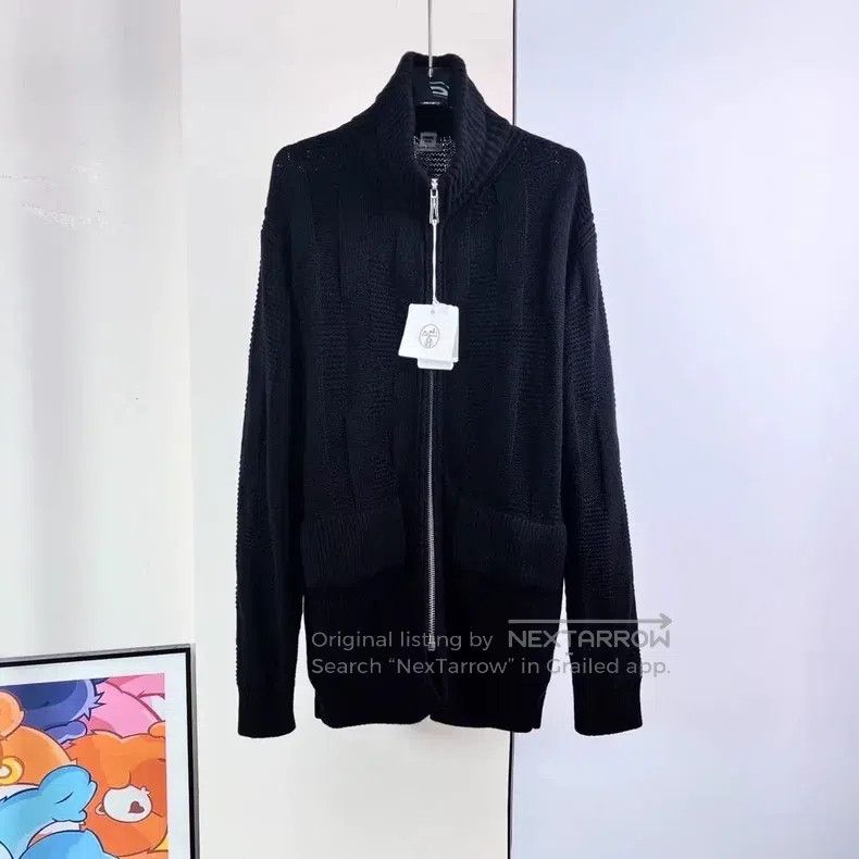Hermes Hermes Black Wool Knit Zipper Jacket Size XXS / US 00 / IT 34 - 1 Thumbnail