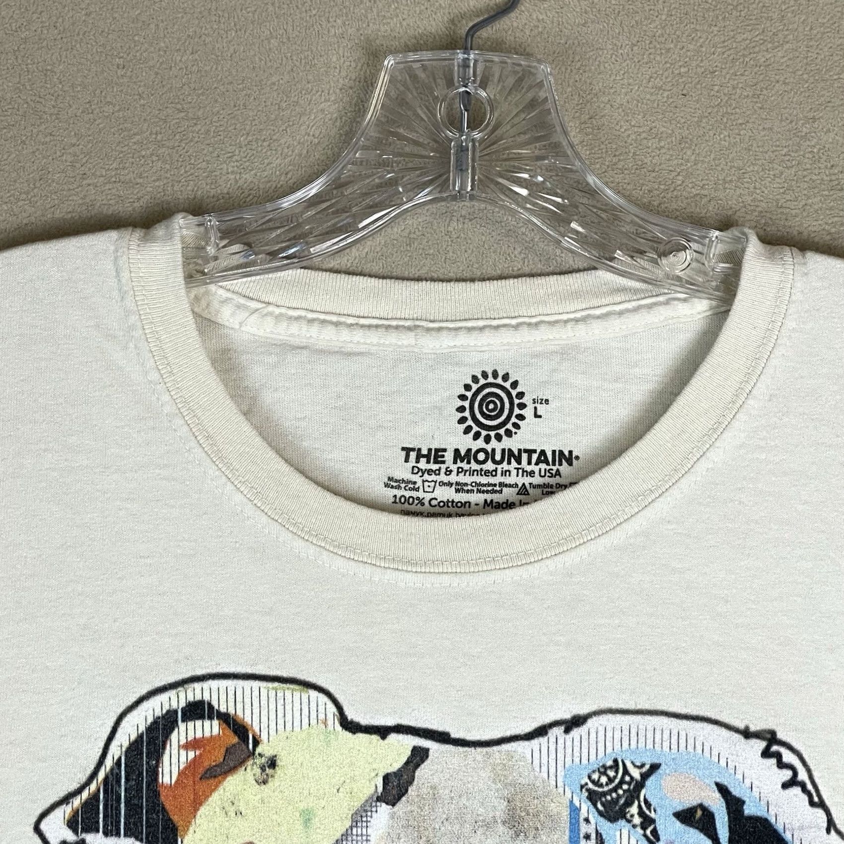 The Mountain The Mountain T-Shirt Mens L Ivory Pit Bull Dog Face 2014 Graphic Short Sleeve Size US L / EU 52-54 / 3 - 3 Thumbnail