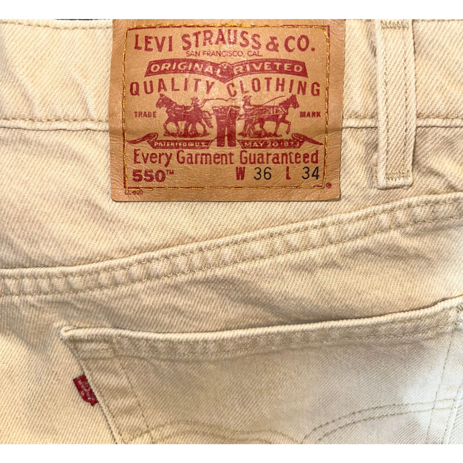 Carhartt Levi’s Relaxed Fit Jeans 36x34 USA Made Beige Tan Red Tab Size US 36 / EU 52 - 3 Thumbnail