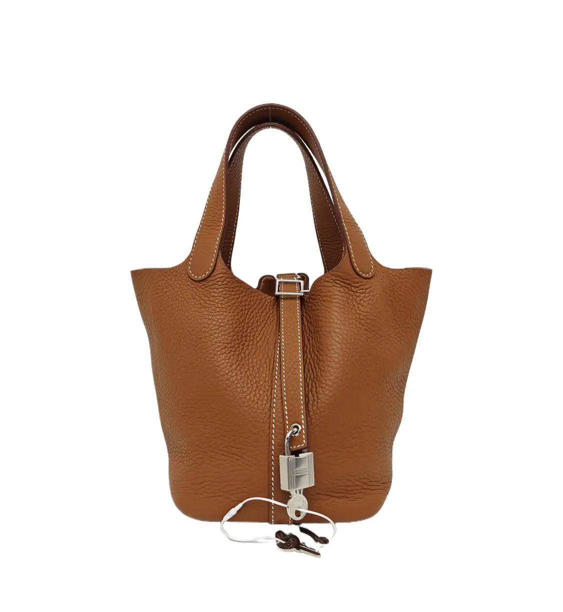 Hermes Hermes Picotin Lock 18 Gold Brown Clemence cowhide leather picotin handbag silve Size ONE SIZE - 1 Thumbnail
