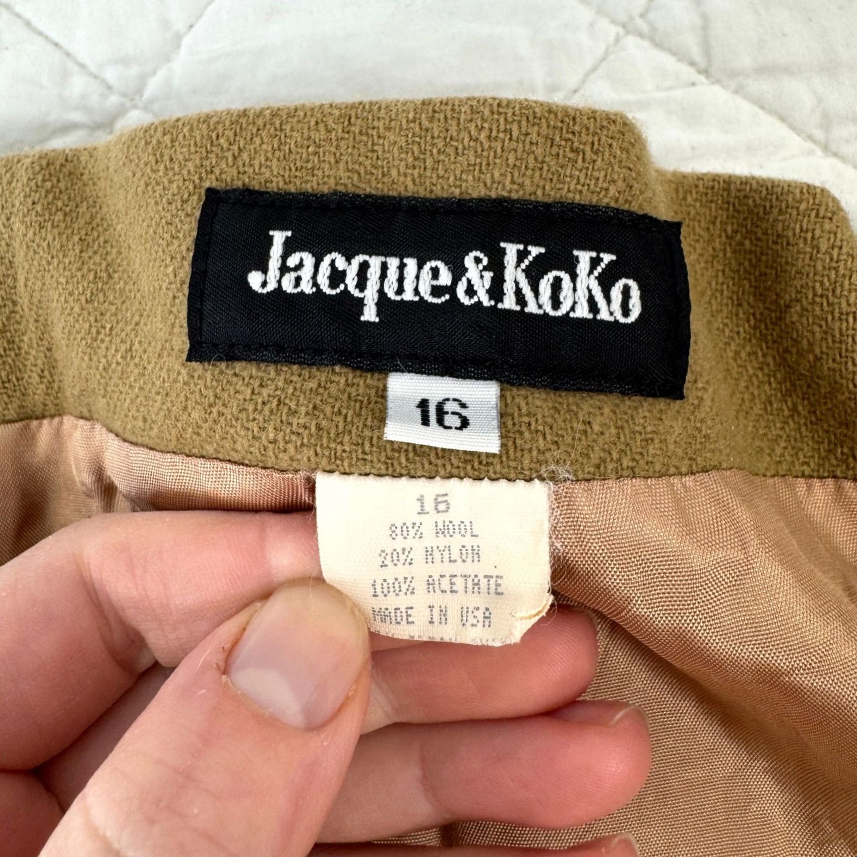 Vintage VINTAGE Jacque & KoKo Skirt Wool Blend Camel Brown 16W Made in USA 90s Size 38" / US 16 / IT 52 - 4 Thumbnail