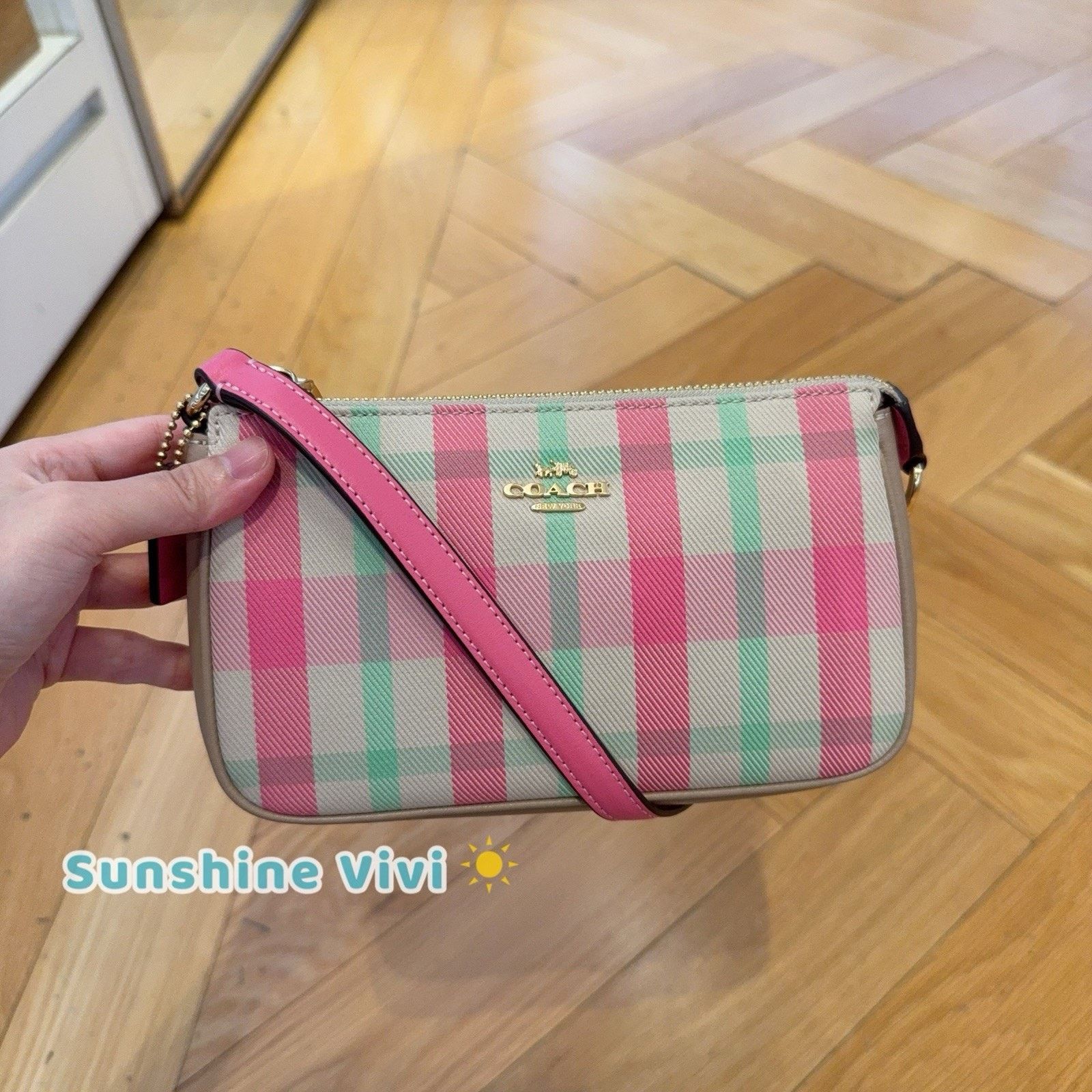Coach NWT Coach Nolita 19 Plaid Bag Wristlet Purse CBK65 PINK Size ONE SIZE - 1 Thumbnail