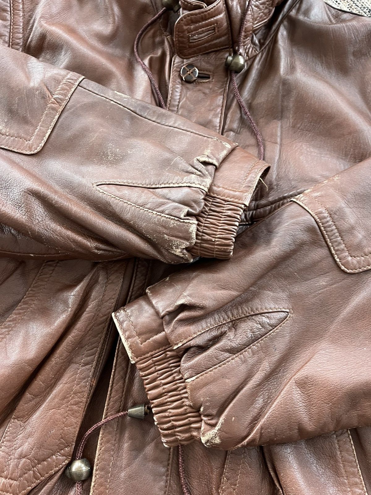 Genuine Leather Vintage Brown Leather Biker Bomber Jacket Avantgarde Y2K Size US L / EU 52-54 / 3 - 13 Thumbnail
