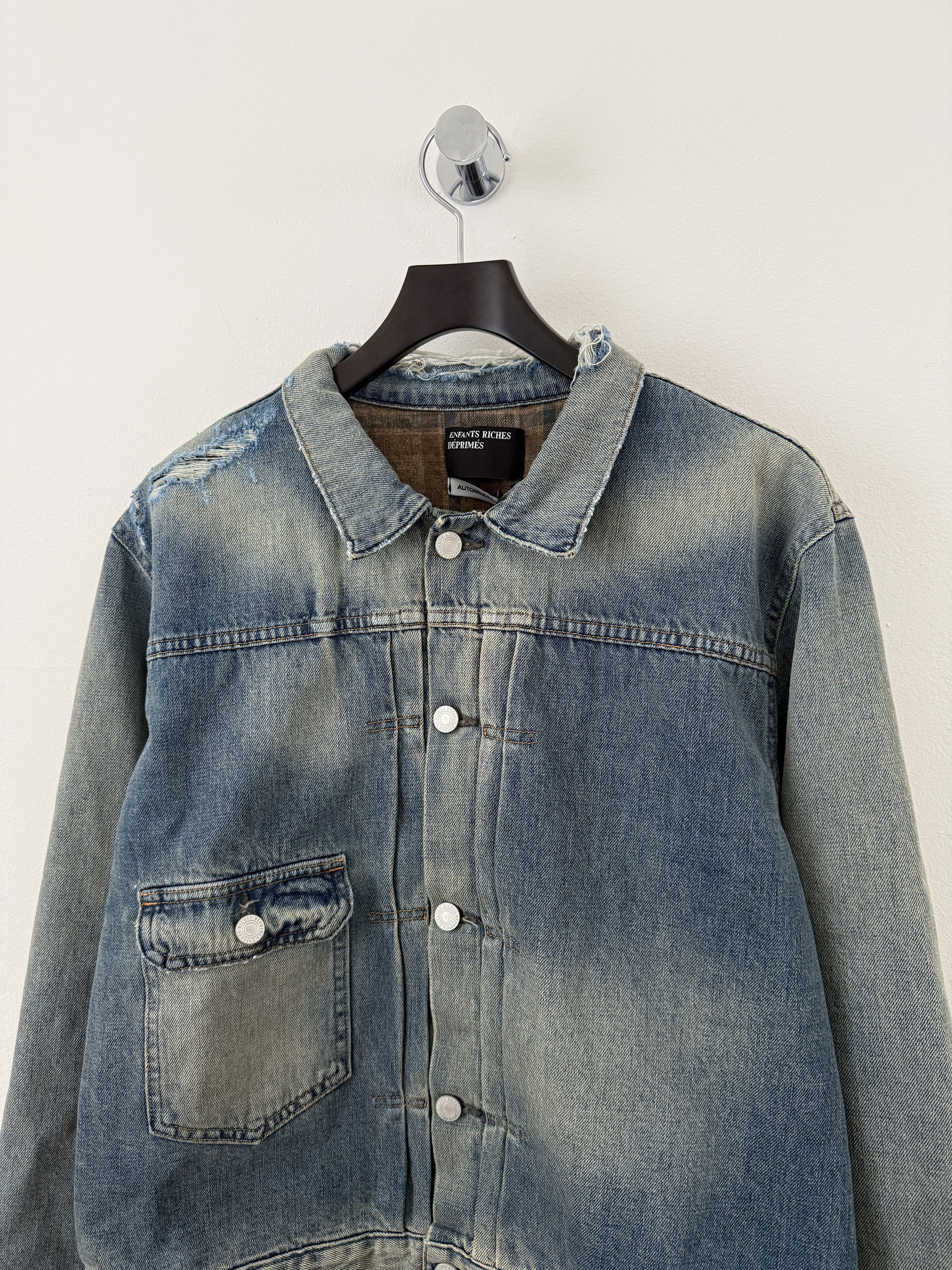 Enfants Riches Deprimes Distressed Lined Denim Jacket Size US L / EU 52-54 / 3 - 6 Thumbnail