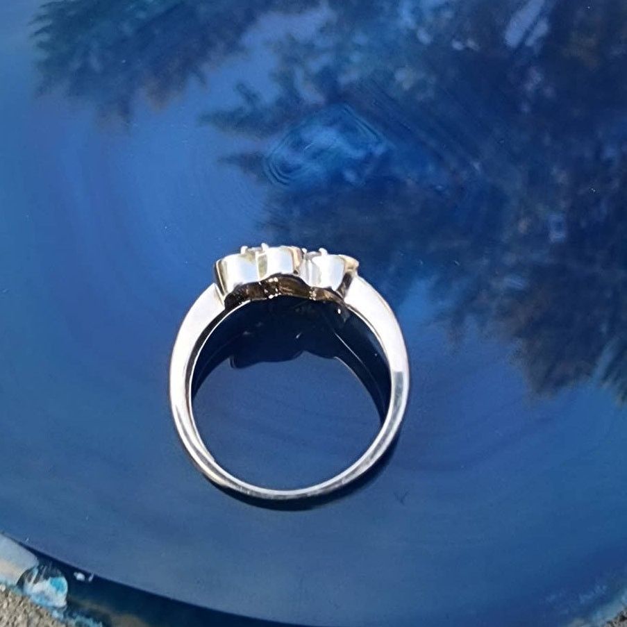 Designer Sterling Silver Contrast Faux Diamond Heart Promise Ring Size ONE SIZE - 4 Thumbnail