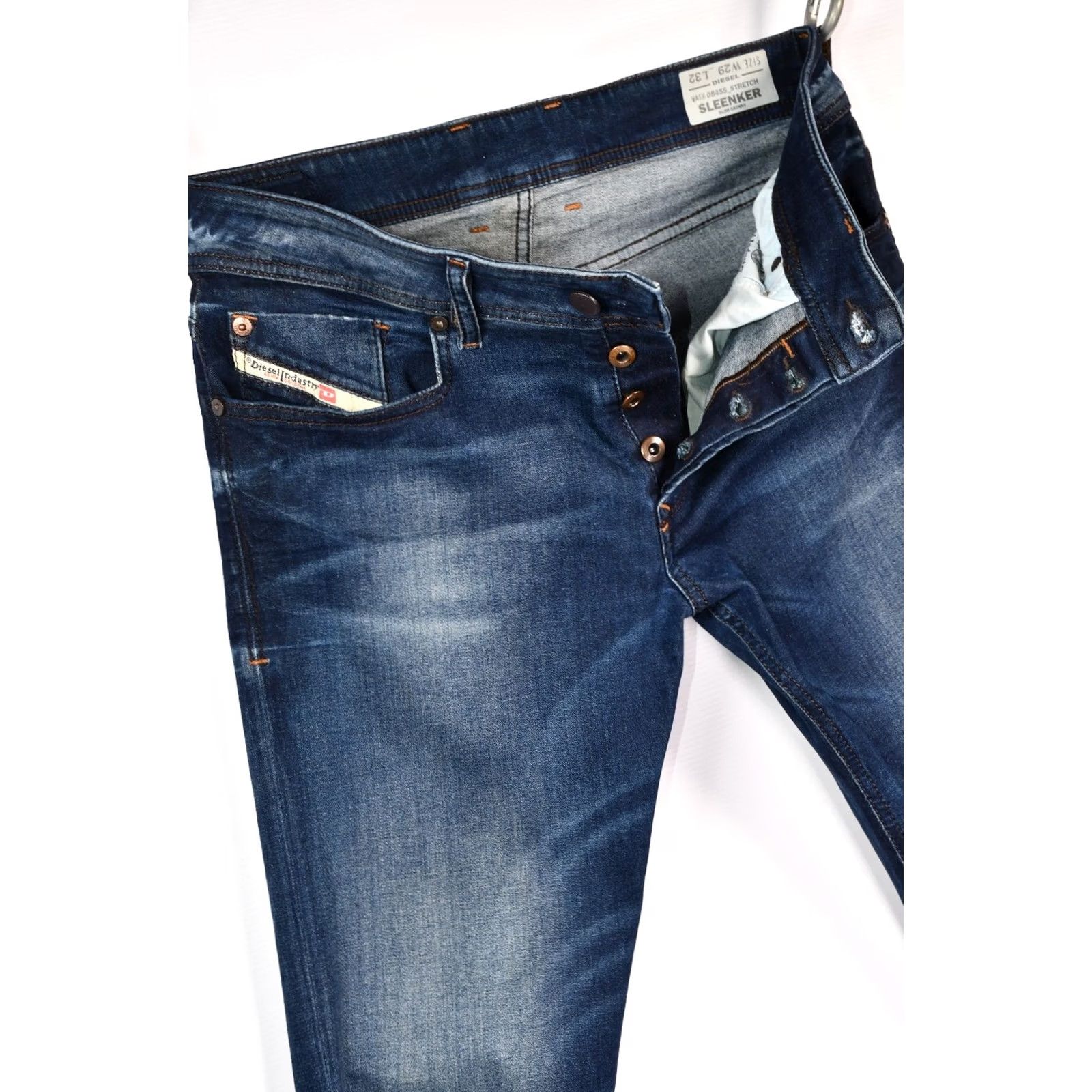 Diesel Diesel Sleenker 0845S Stretch Skinny Blue Jeans Men's W29/L32 Slim 92%Cotton 6%Polyester 2%Elastane Blue Denim Size US 29 - 6 Thumbnail