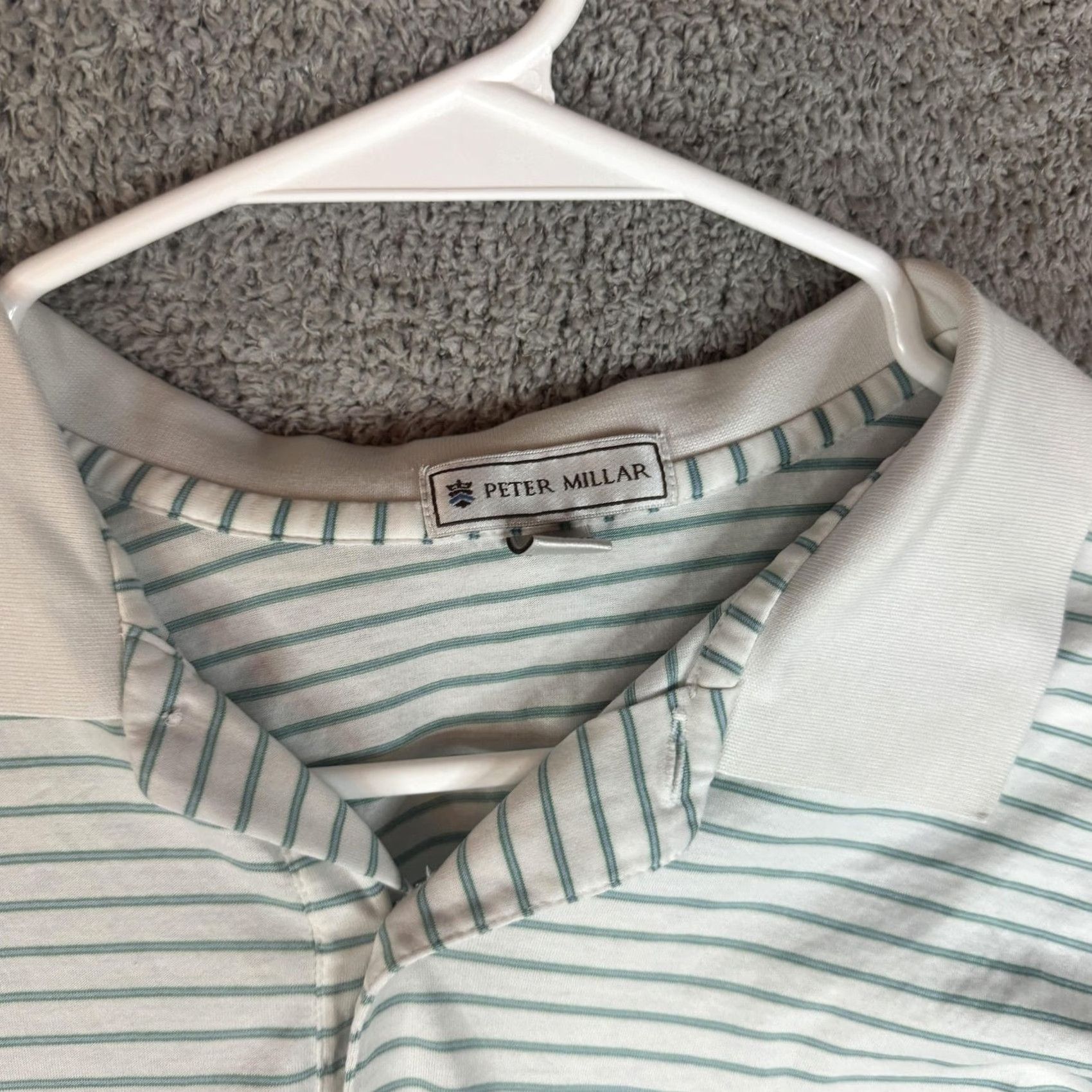 Peter Millar Peter Millar Polo Shirt Mens M White Green Stripe 100% Cotton Golf AC 1896 Logo Size US M / EU 48-50 / 2 - 7 Thumbnail
