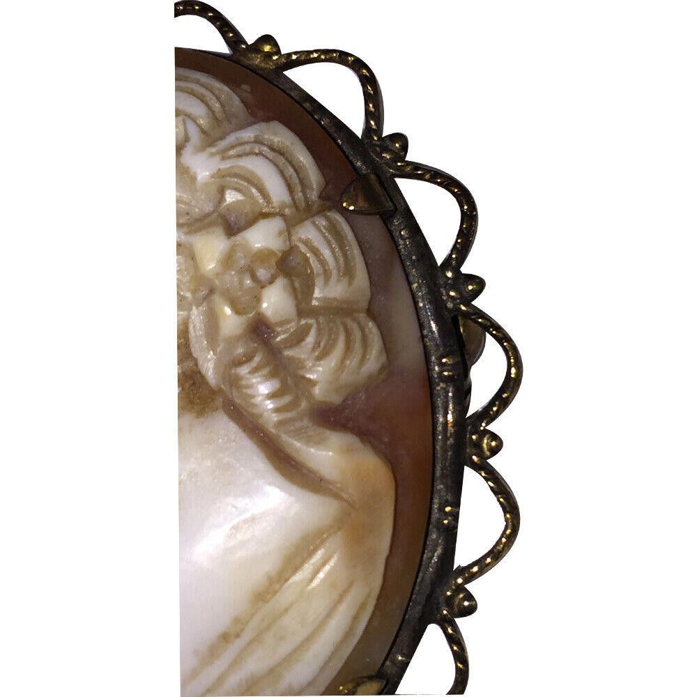 Other Carved Cameo Gold Plated Filigree Frame of Woman's Profile Size ONE SIZE - 3 Thumbnail