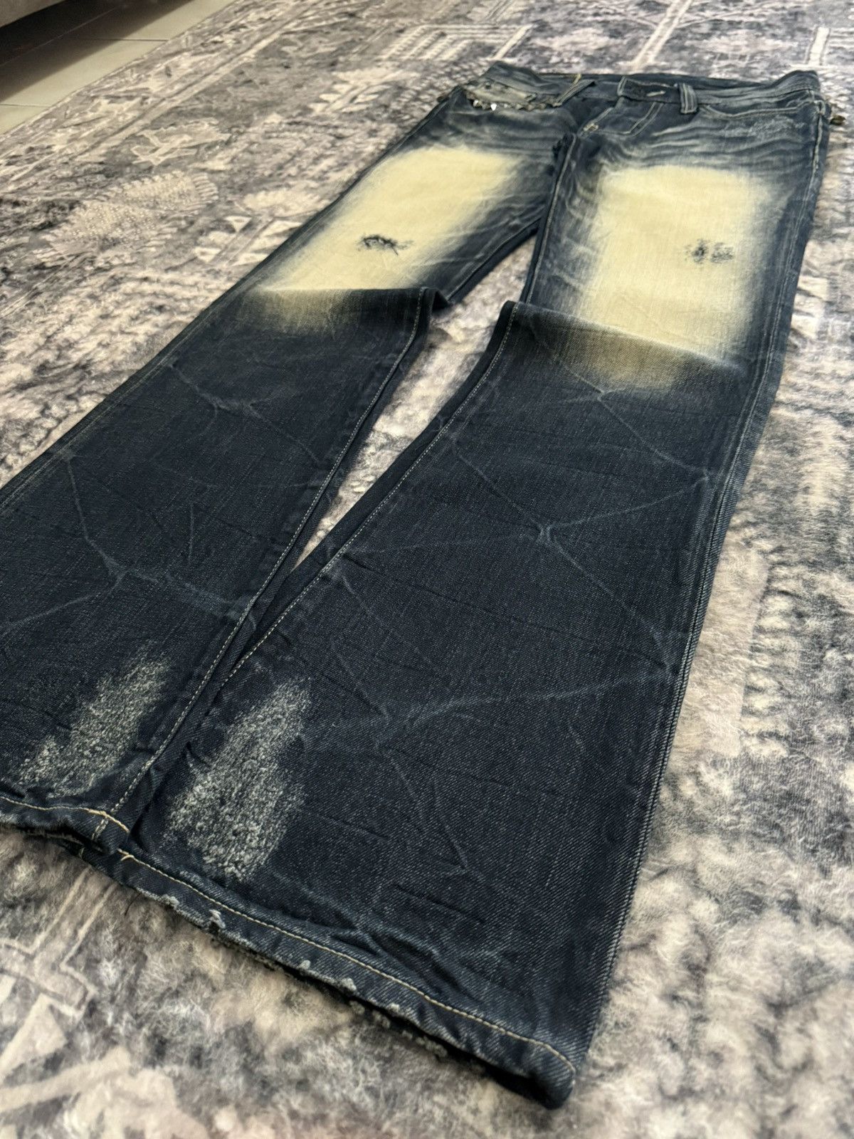 If Six Was Nine Trim Co Japan Wolf Cut Shadow Wash Studded Flared Jeans Size US 30 / EU 46 - 10 Thumbnail