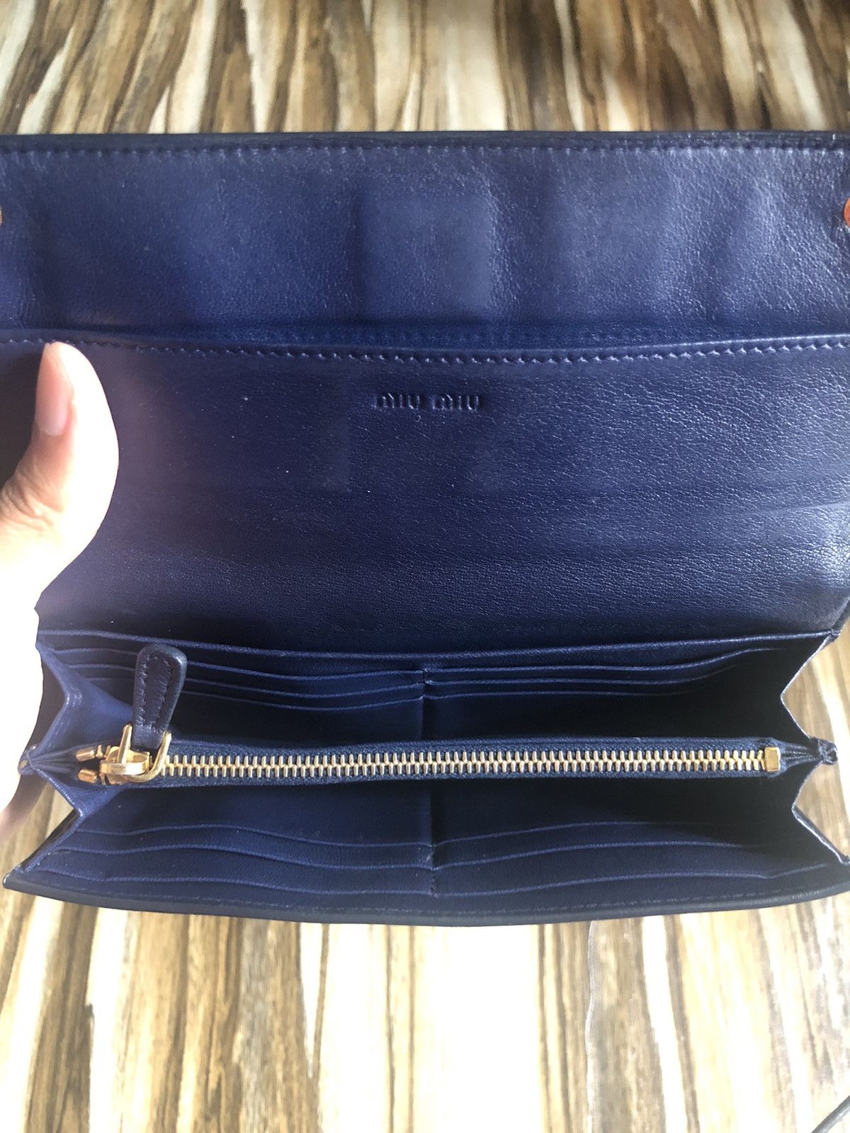 Miu Miu Miu Miu Dark Blue Patent Leather Bow Flap Wallet Prada Size ONE SIZE - 4 Thumbnail