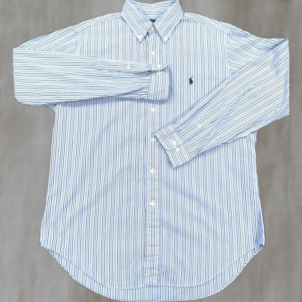 Ralph Lauren Ralph Lauren Shirt Men 16 34 Button-Up Classic Fit Striped Poplin Blue White Casual Shirt Adults Mens Size US L / EU 52-54 / 3 - 1 Thumbnail