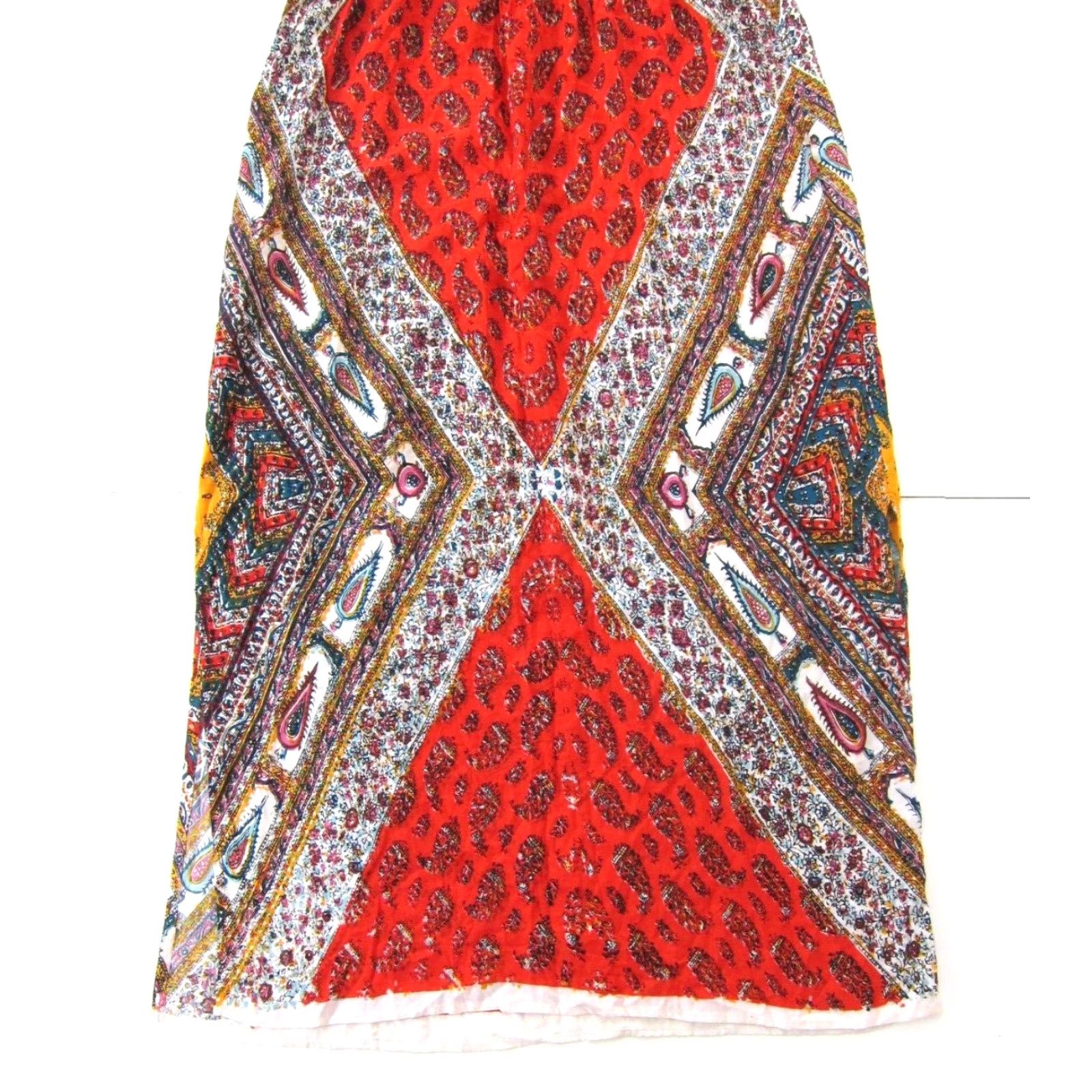 Vintage Nostalgia Rayon Red Orange Green Paisley Floral Long Maxi Slip Tank Dress XL Size XL / US 12-14 / IT 48-50 - 6 Thumbnail