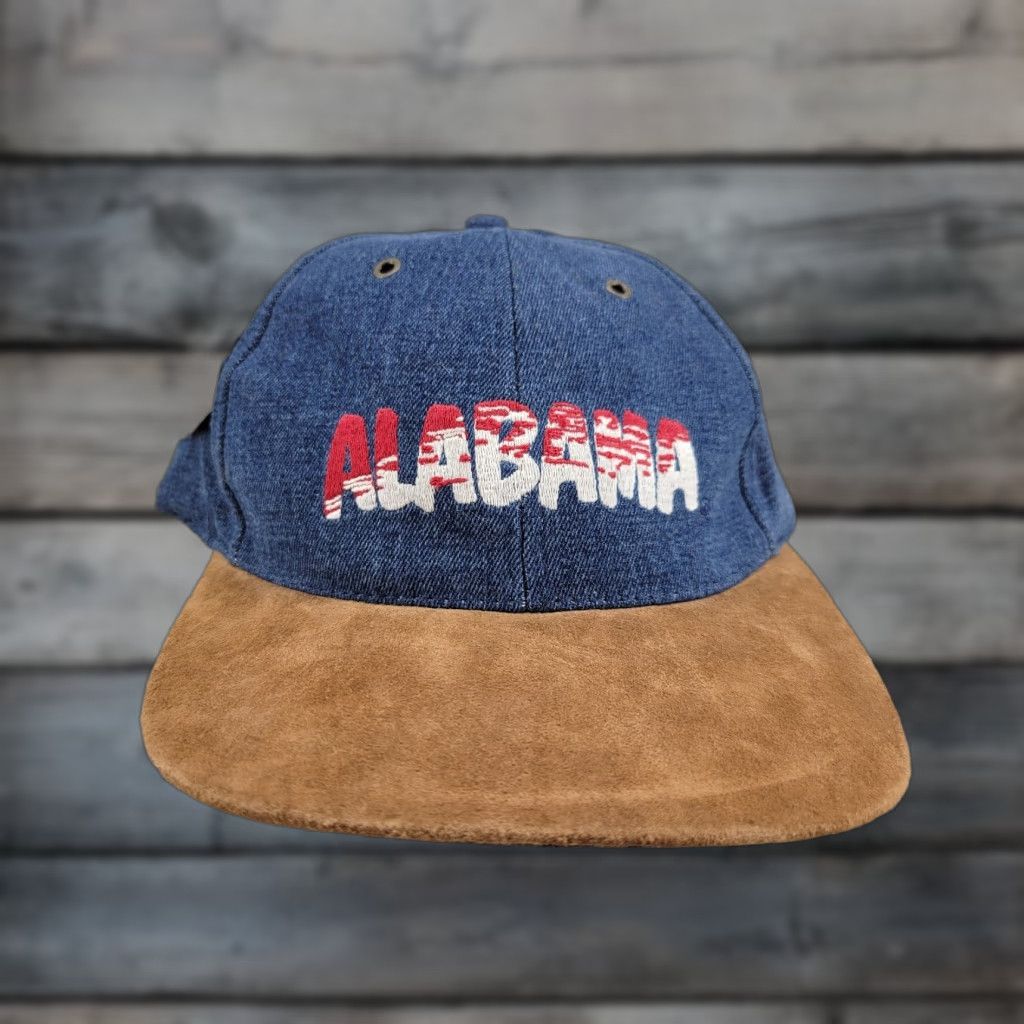Denime VINTAGE Alabama Crimson Tide Hat Denim Suede JJ of Dallas Men One Size Blue Hat Size ONE SIZE - 1 Thumbnail
