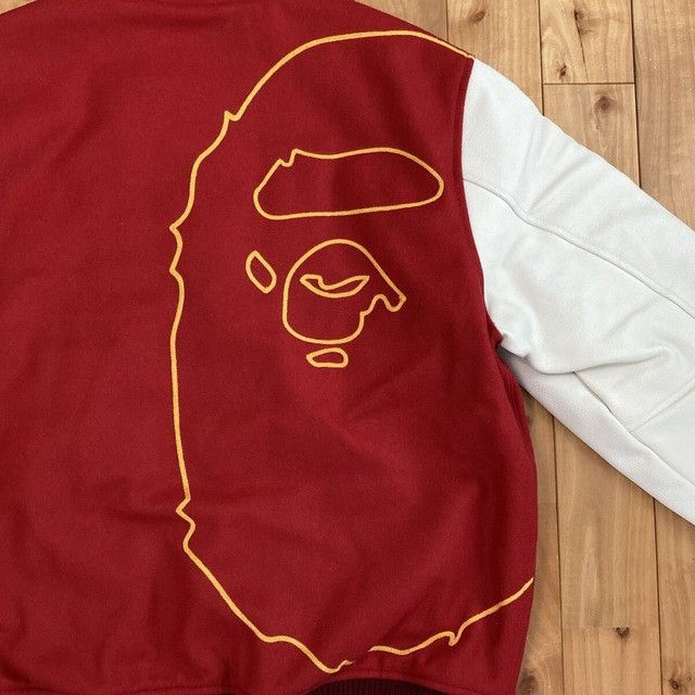 Bape BAPE Giant Head Leather Sleeve Varsity Jacket a bathing ape Size US XL / EU 56 / 4 - 5 Thumbnail