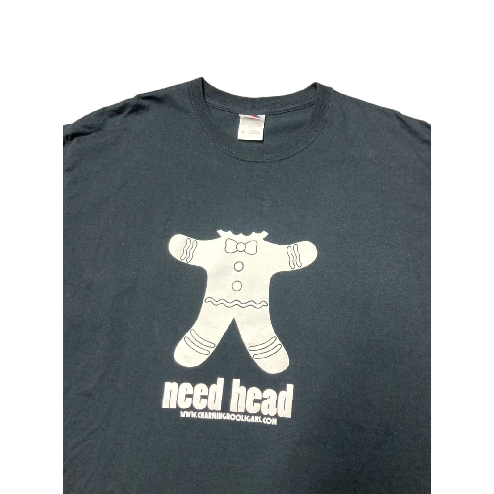 Vintage VINTAGE y2k graphic T-Shirt HOT TOPIC “need head” gingerbread cookie funny XL Men Black 90s Size US XL / EU 56 / 4 - 1 Thumbnail