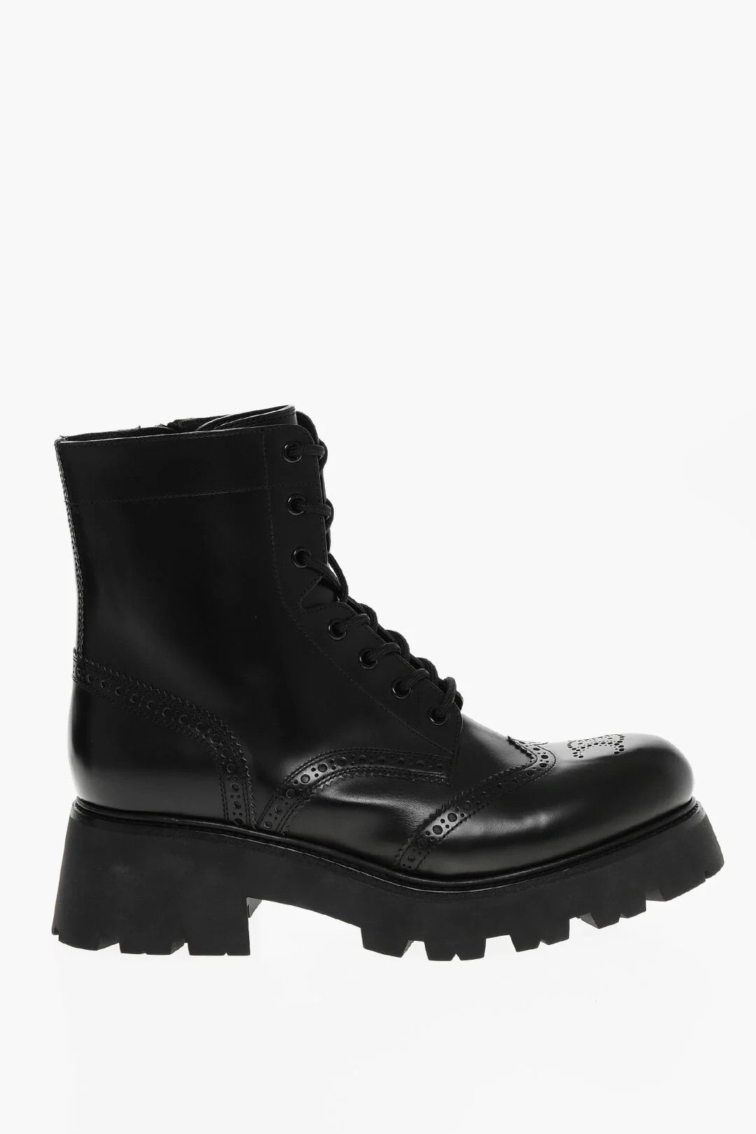Celine o1mm0326 Leather Brogue Combat Boots in Black Size US 6 / IT 36 - 1 Thumbnail